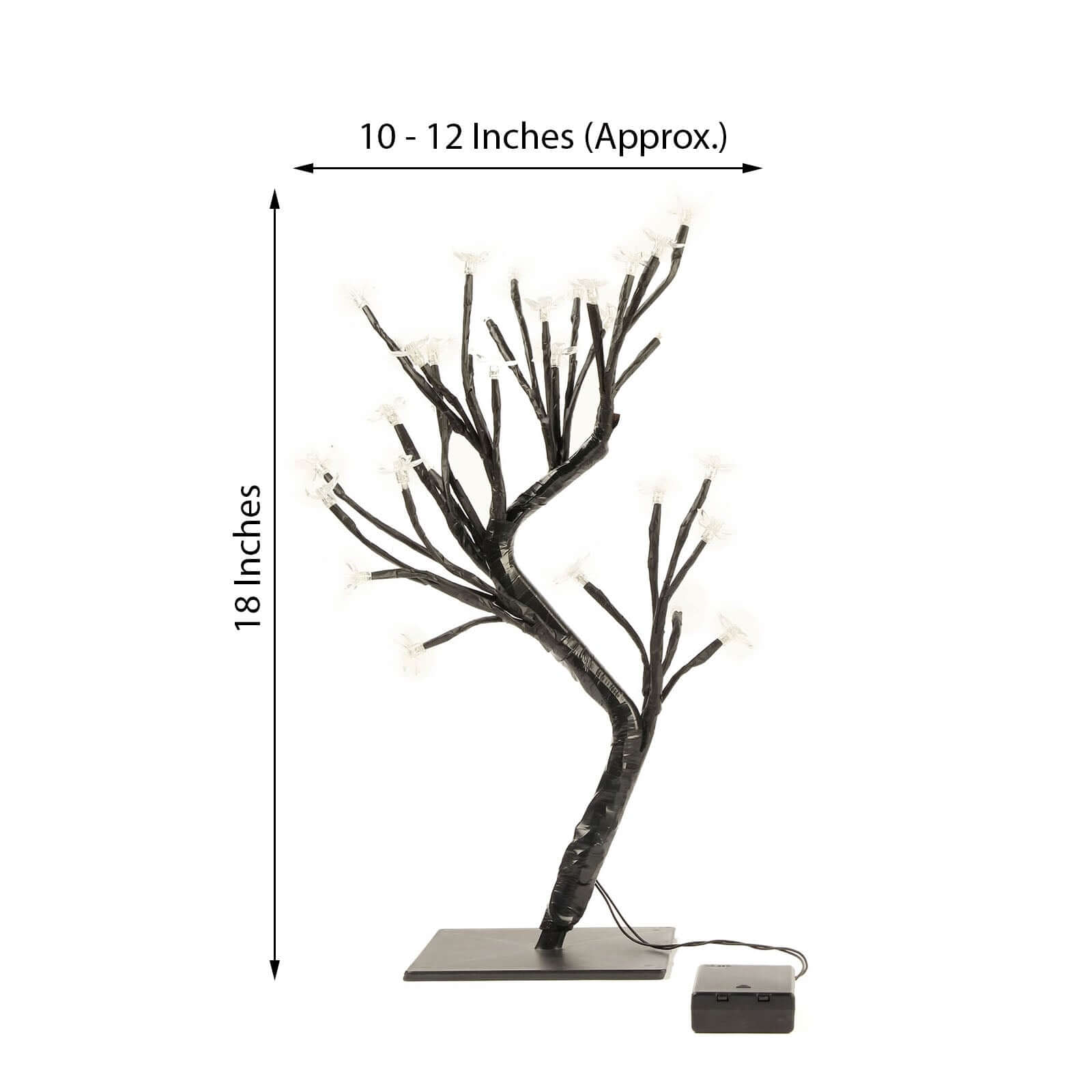 2-Pack Artificial Tree Centerpieces Cherry Blossom Design Black with 36 Warm White LEDs - Battery Operated Table Décor