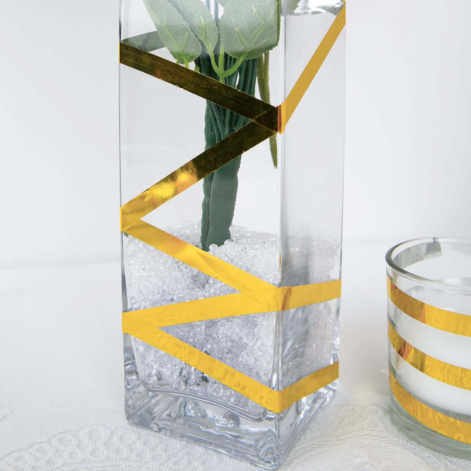 100 Yds 3/4" Gold Metallic Film Tape Adhesive, DIY Floral Wrap Craft Decor Tape - Polyester with Acrylic