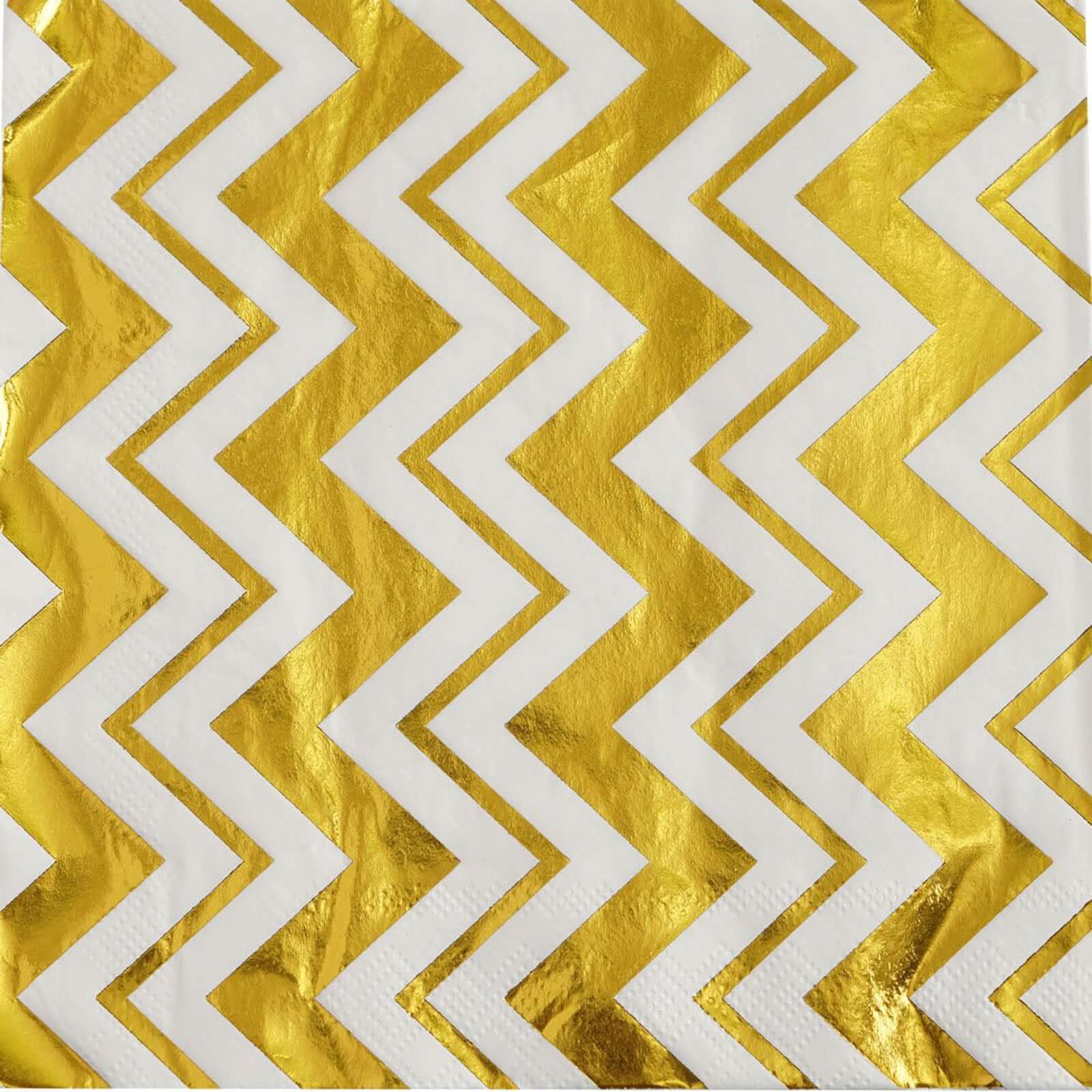 20-Pack Paper Dinner Napkins with Chevron Design Metallic Gold - Disposable 3 Ply Cocktail Napkins for Weddings