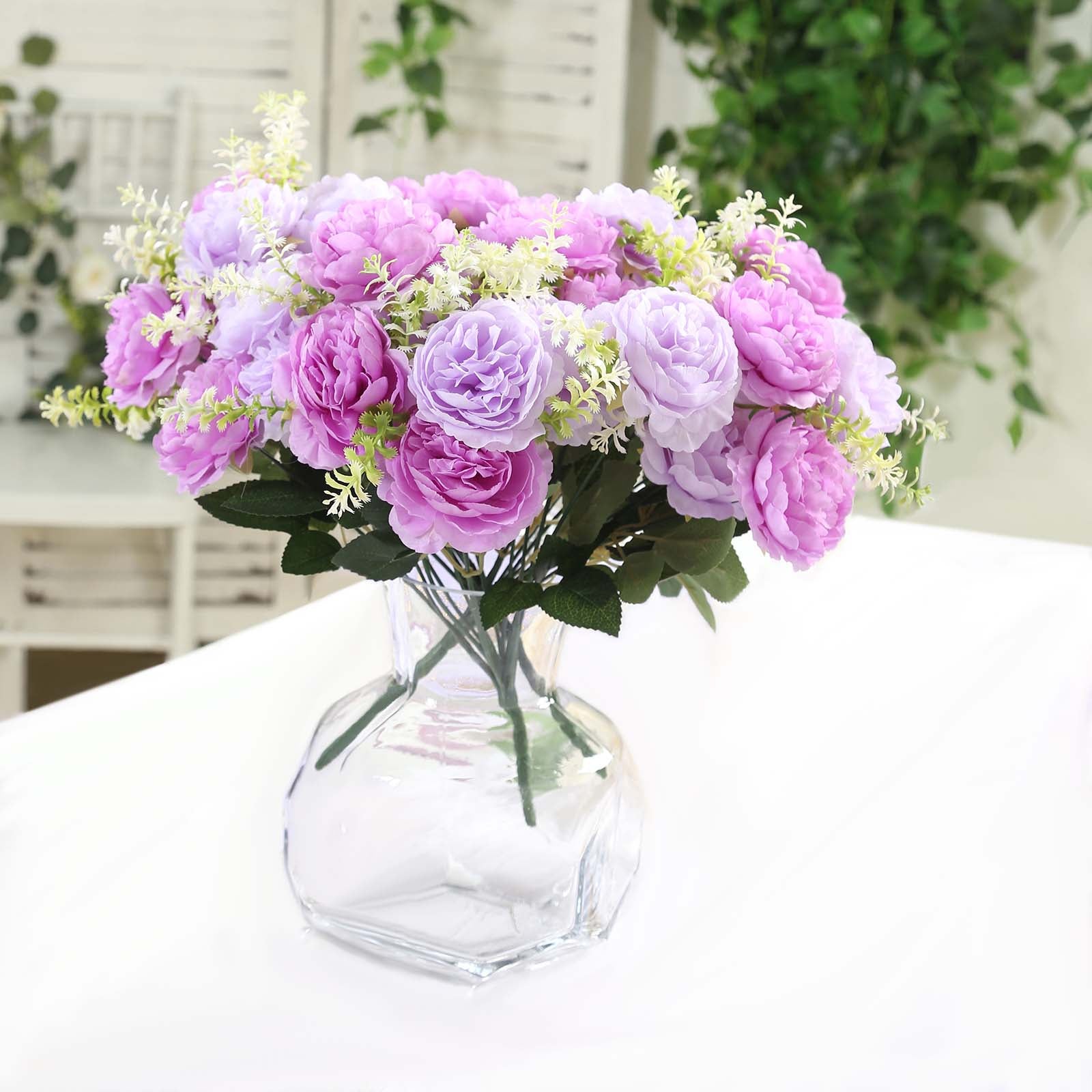 2-Pack Silk Peony Bouquet 14" Lavender Lilac – Lifelike Artificial Flower Arrangement for Vase Display, Events & Everyday Decor