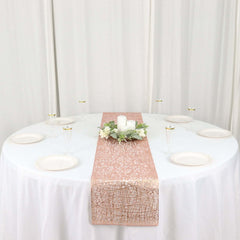 Plastic Woven Vinyl 13"x6ft Table Runner Metallic Rose Gold - Non-Slip & Reversible Tabletop Decor