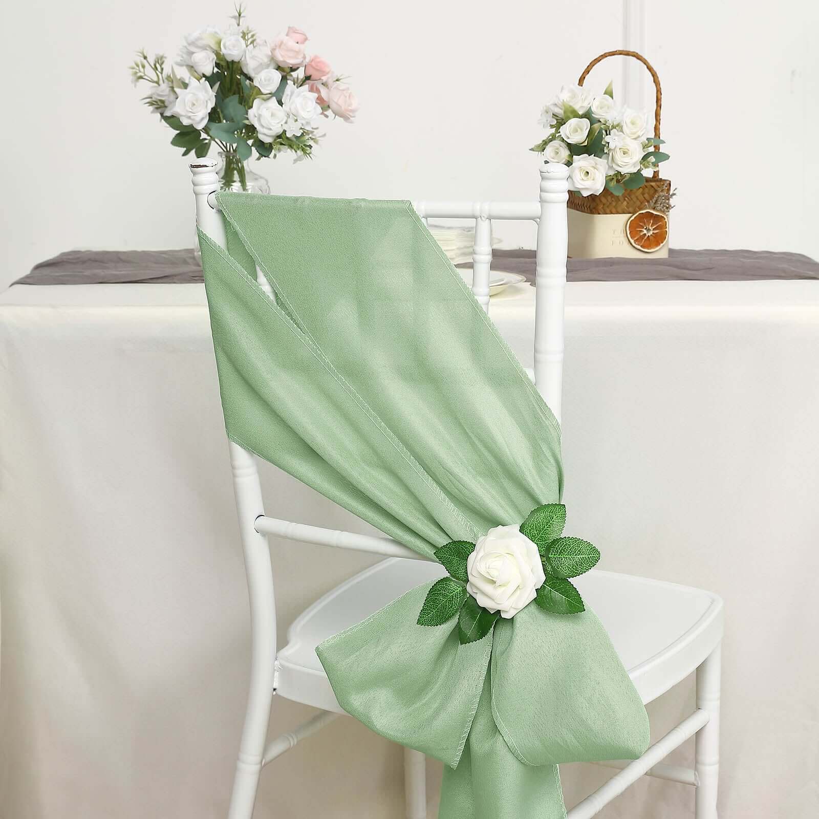 5 Pack Polyester Chair Sashes Sage Green 6"x108"