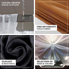 10ftx40ft Ivory Sheer Ceiling Drape Curtain Panels Durable Flame Resistant Fabric