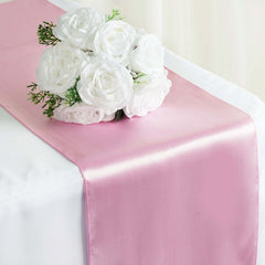 Satin 12"x108" Table Runner Pink - Stylish Table Linen