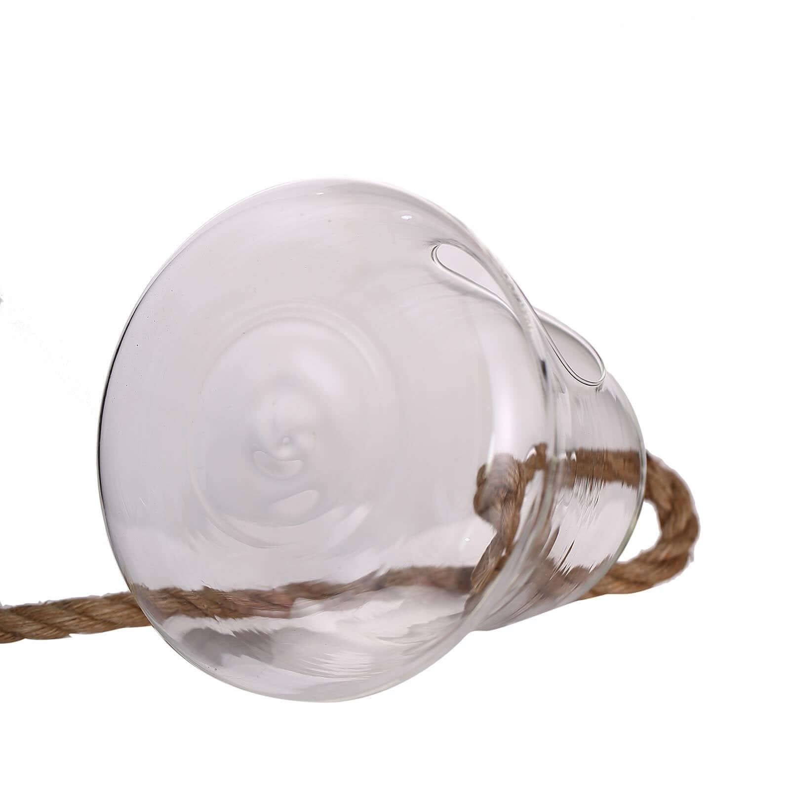 Glass Terrarium Hanging Bell Shaped Design with Twine Rope - Unique Free-Falling Planter for Air Plants & Displays 9"