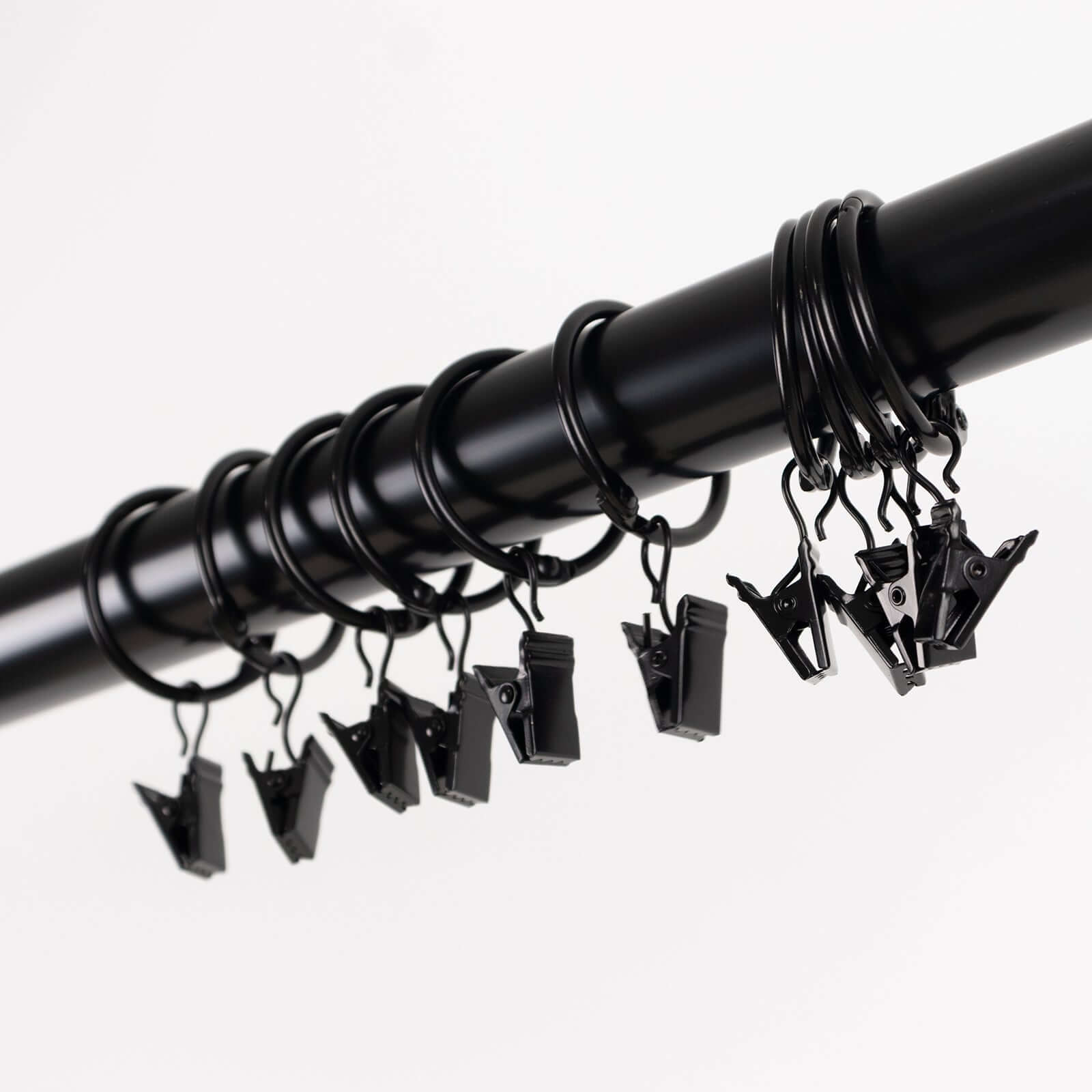 50 Pack Black Metal Openable Curtain Clip Rings, Heavy Duty Rustproof Drapery Backdrop Clip Hangers - 1.5"