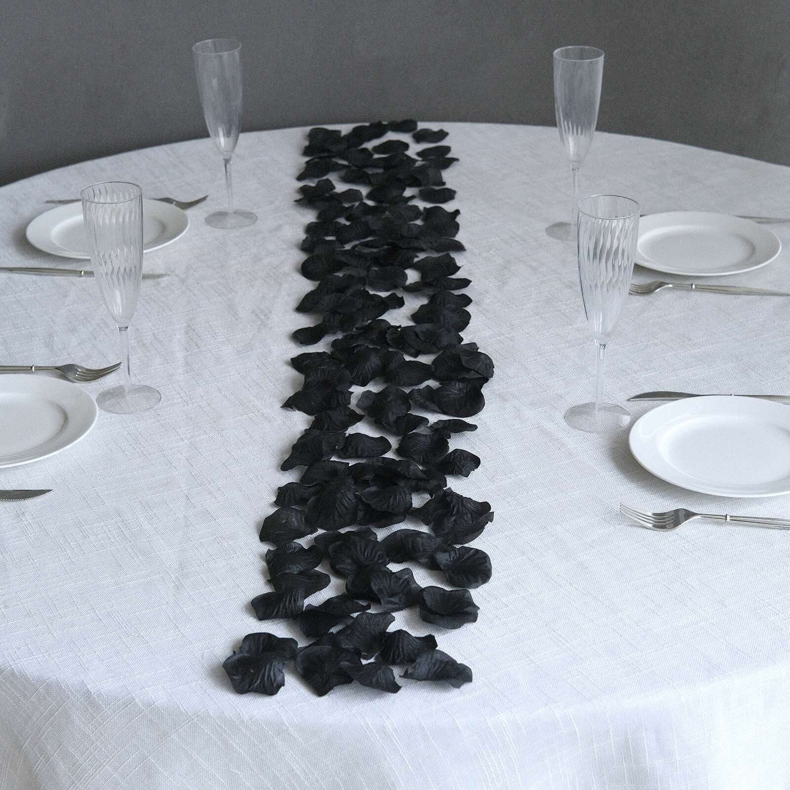 500-Pack Rose Petals Round Design Black Silk Confetti - Decorative Scatters for Tables and Floors