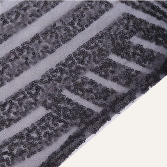 Sequin 12"x108" Table Runner Black - Diamond Glitz Design