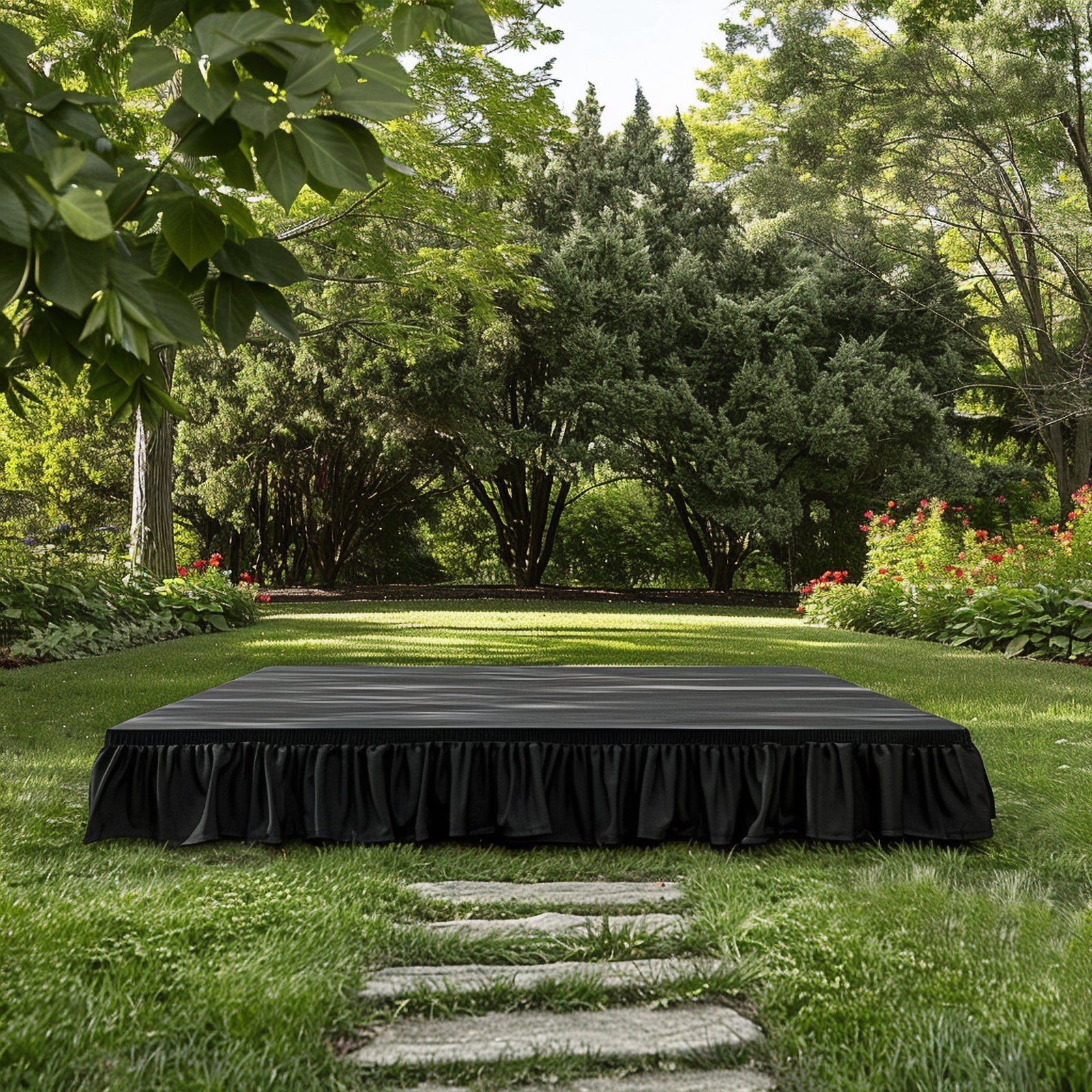 Portable Stage Skirt Black Polyester Platform Skirting Cloth for Events, Performances & Wedding Staging - 16"x10ft