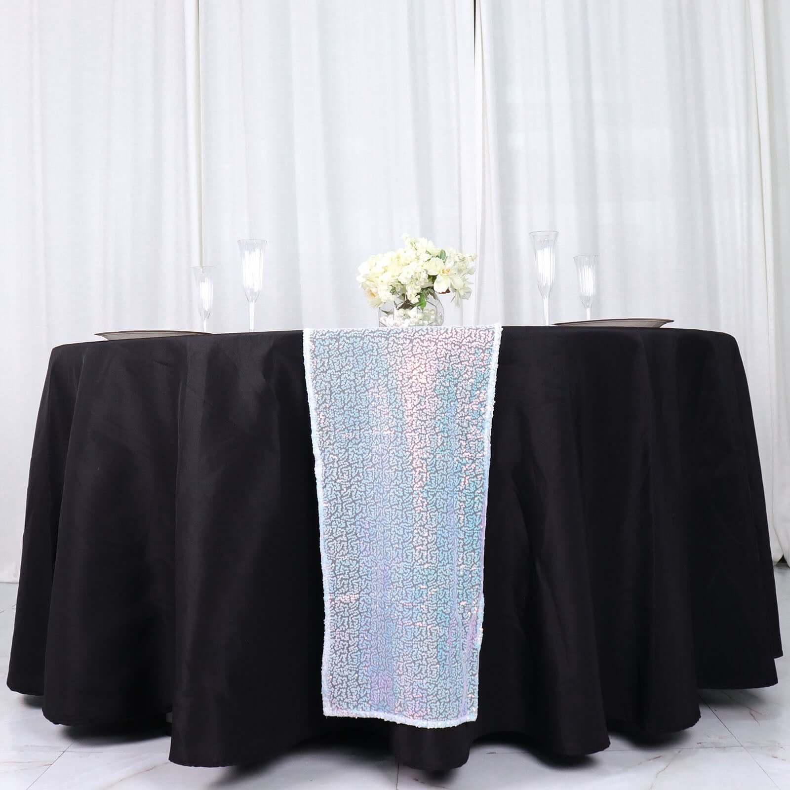 Sequin 12"x108" Table Runner Iridescent Blue - Glittering Design