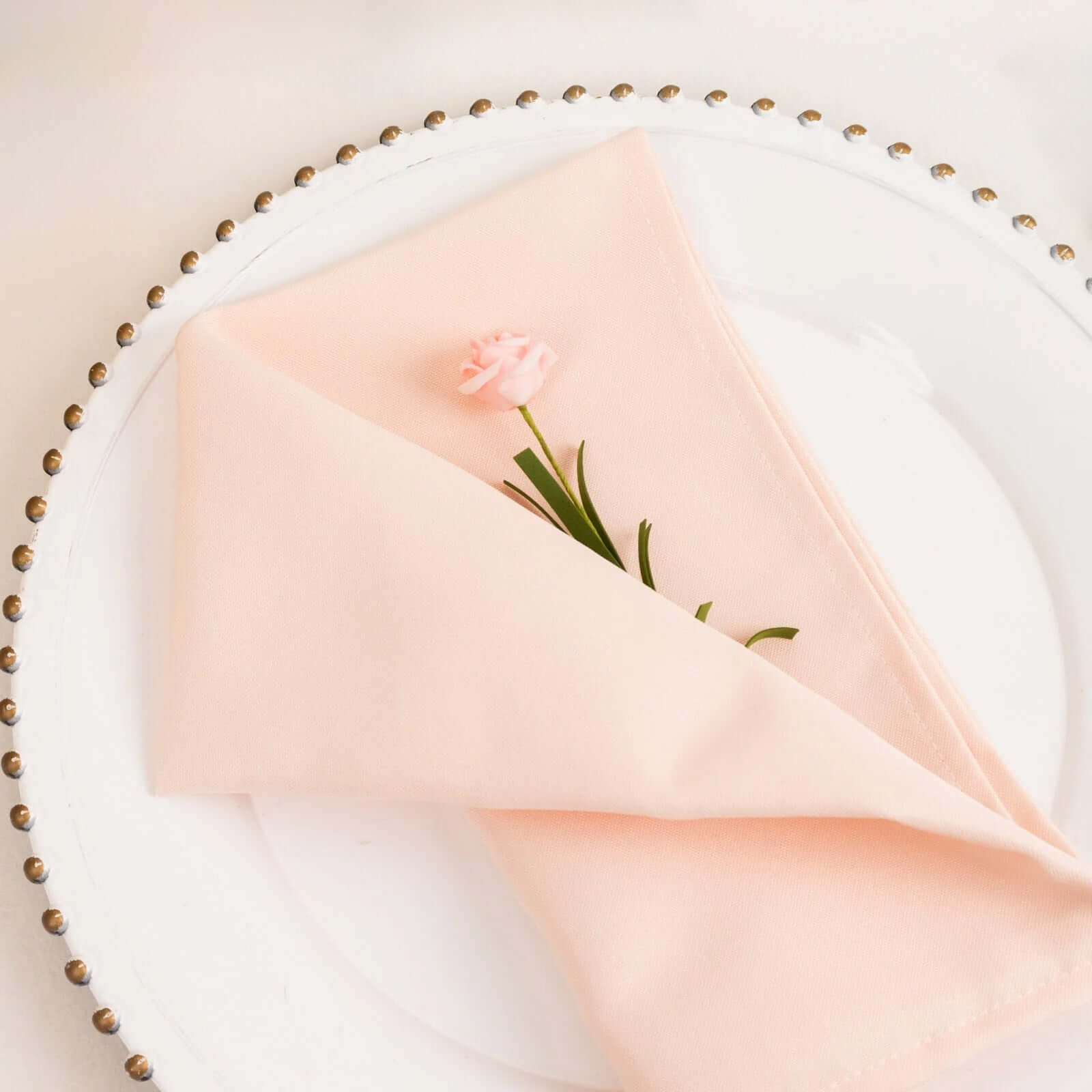5 Pack Premium Polyester 20"x20" Napkins Blush - Wrinkle-Resistant & Durable Dinner Napkins