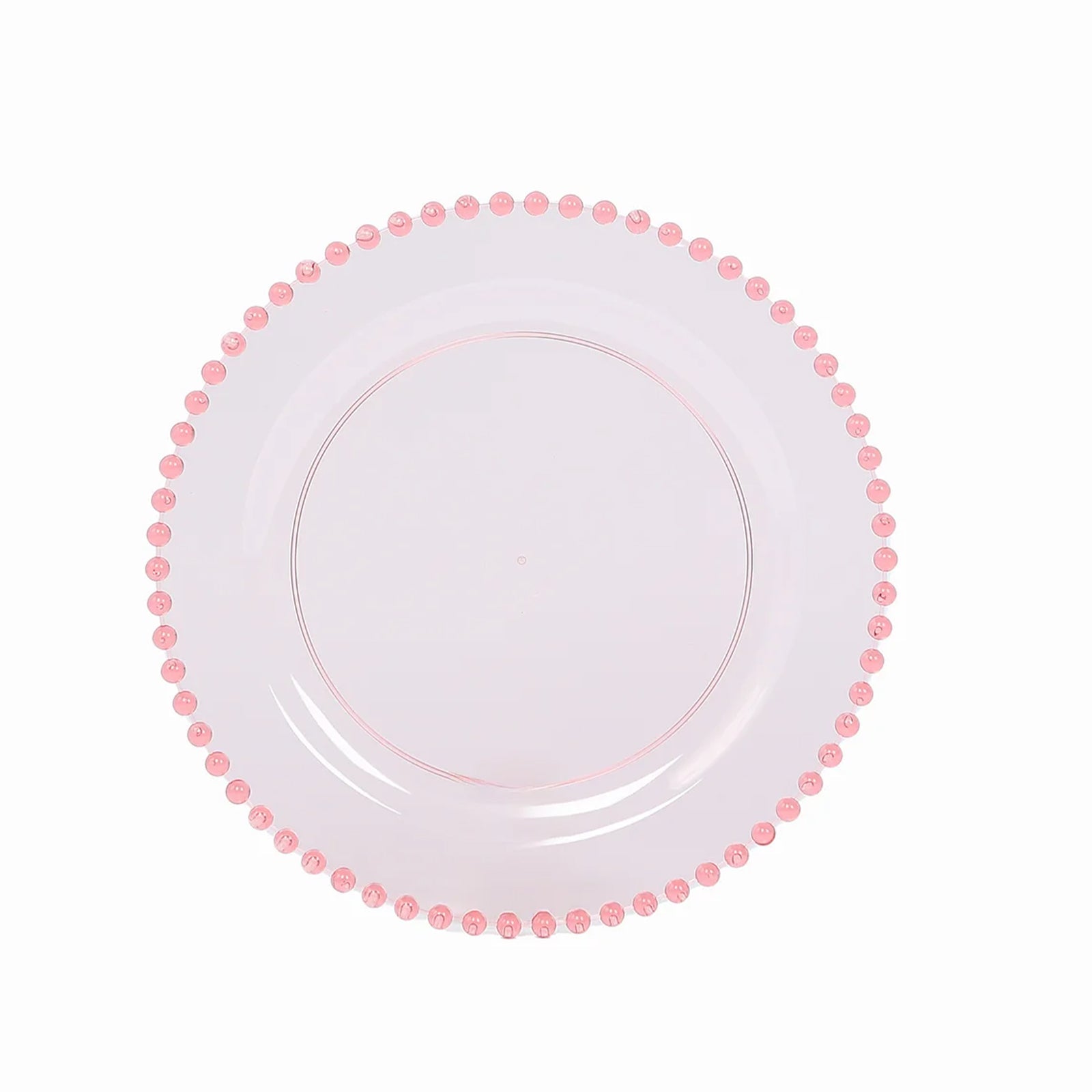 10-Pack Transparent Blush Plastic Dessert Plates – 8" Round with Beaded Rim, Disposable for Parties & Events