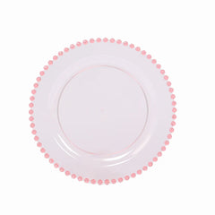 10-Pack Transparent Blush Plastic Dessert Plates – 8" Round with Beaded Rim, Disposable for Parties & Events