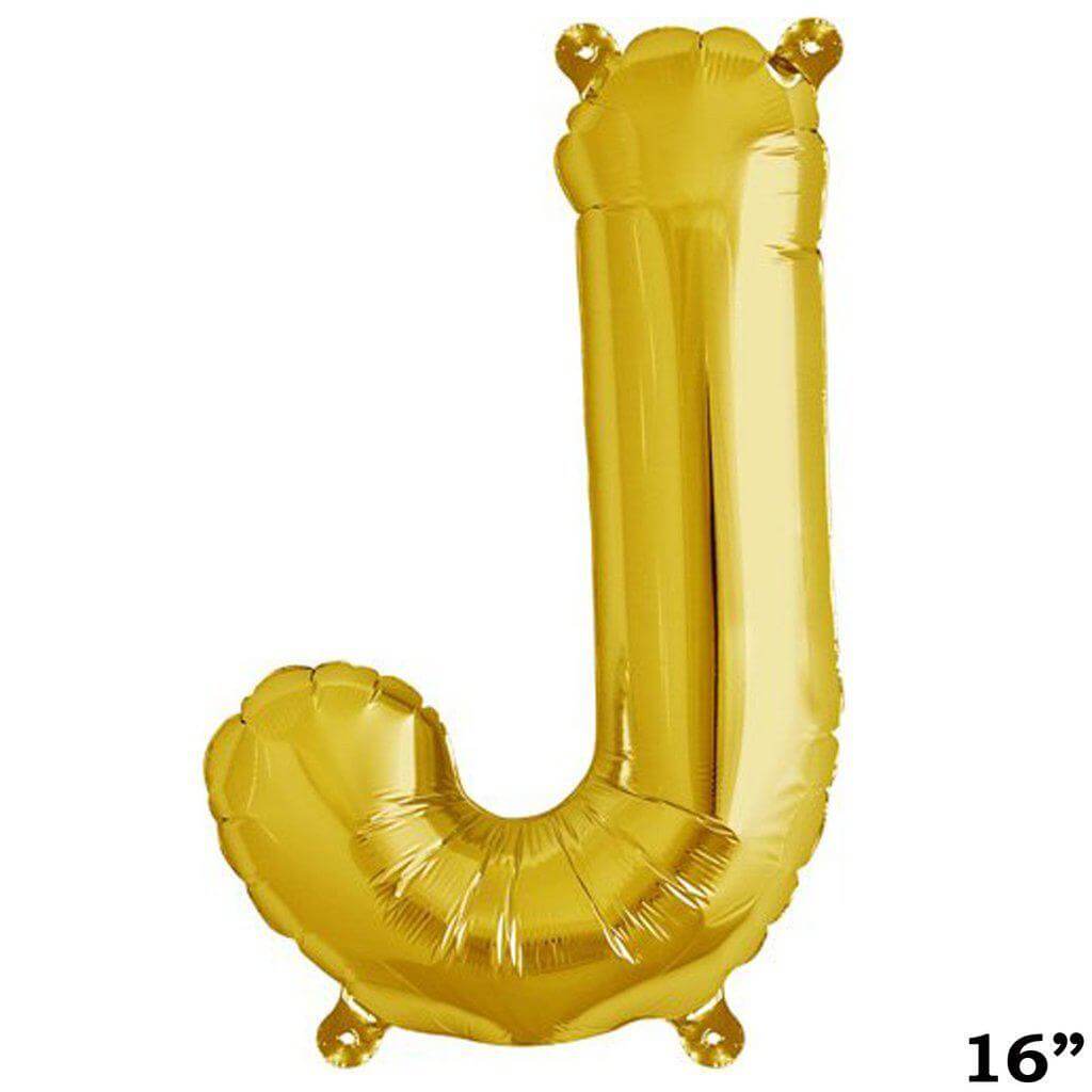 13" Gold Letter & Number Balloons, Shiny Metallic Mylar Foil Alphabet Balloons