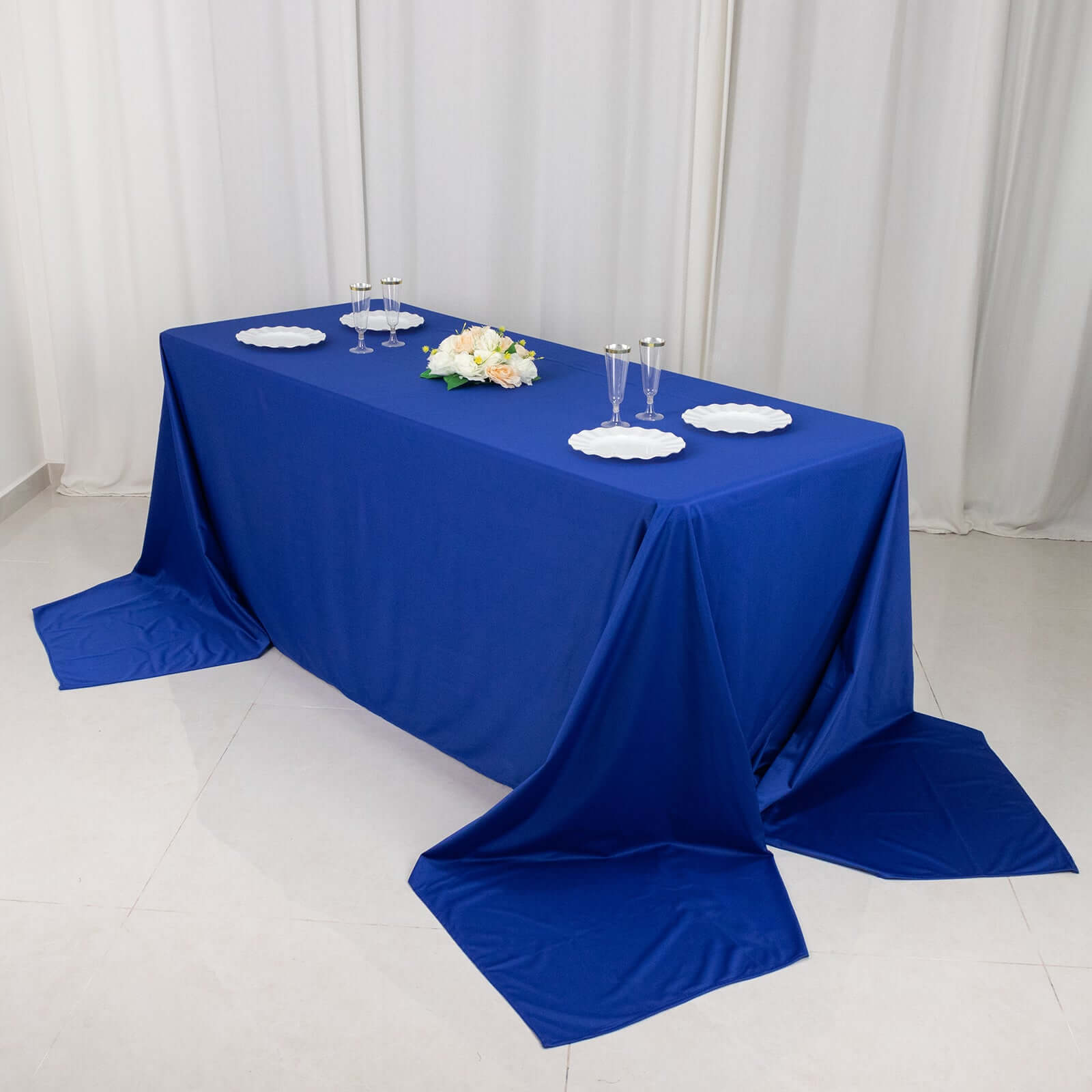 Scuba Rectangular 90"x156" Tablecloth Royal Blue - Wrinkle Free, Stain Resistant & Seamless Table Cover