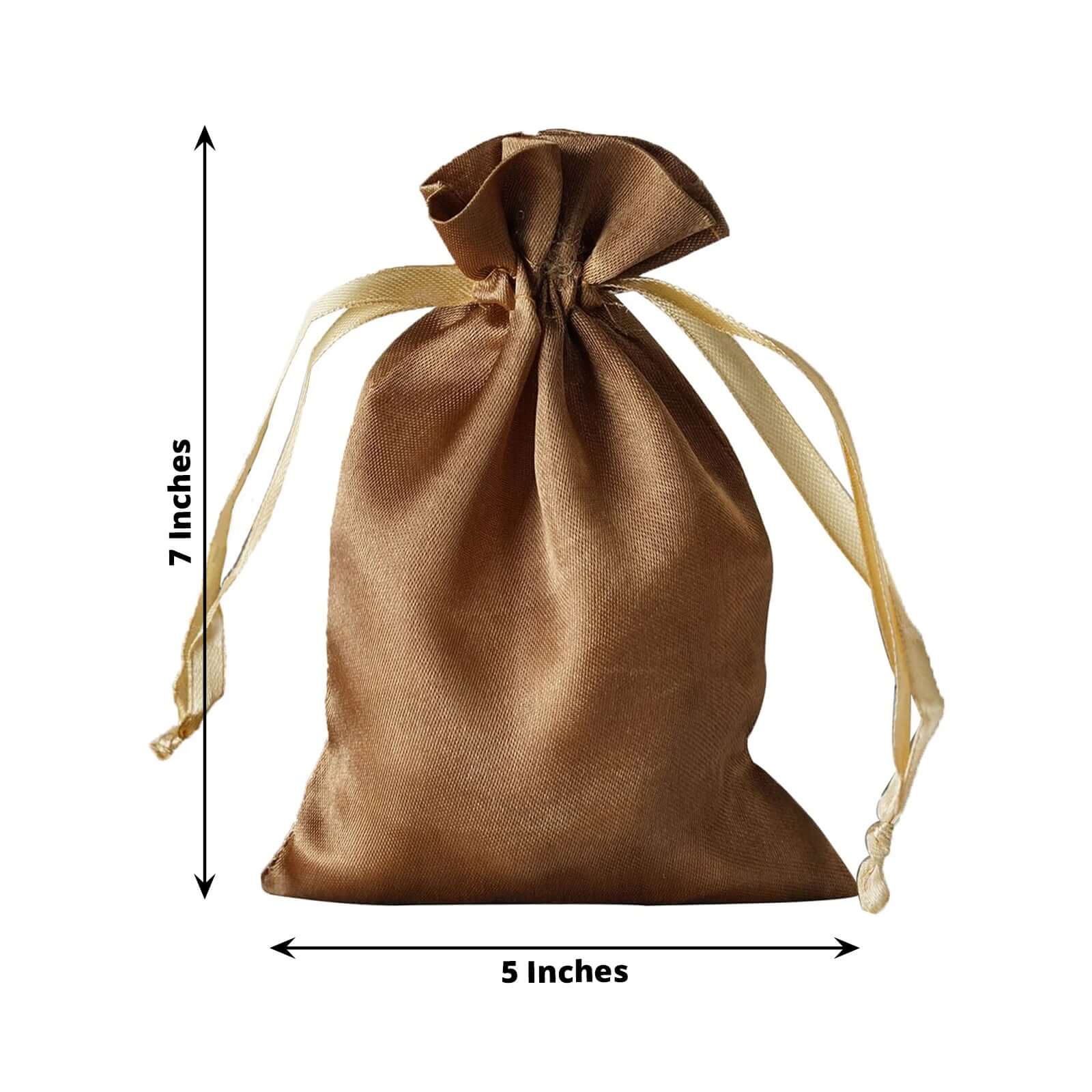 12 Pack 5"x7" Antique Gold Satin Drawstring Wedding Party Favor Gift Bags, Drawstring Pouch Gift Bags