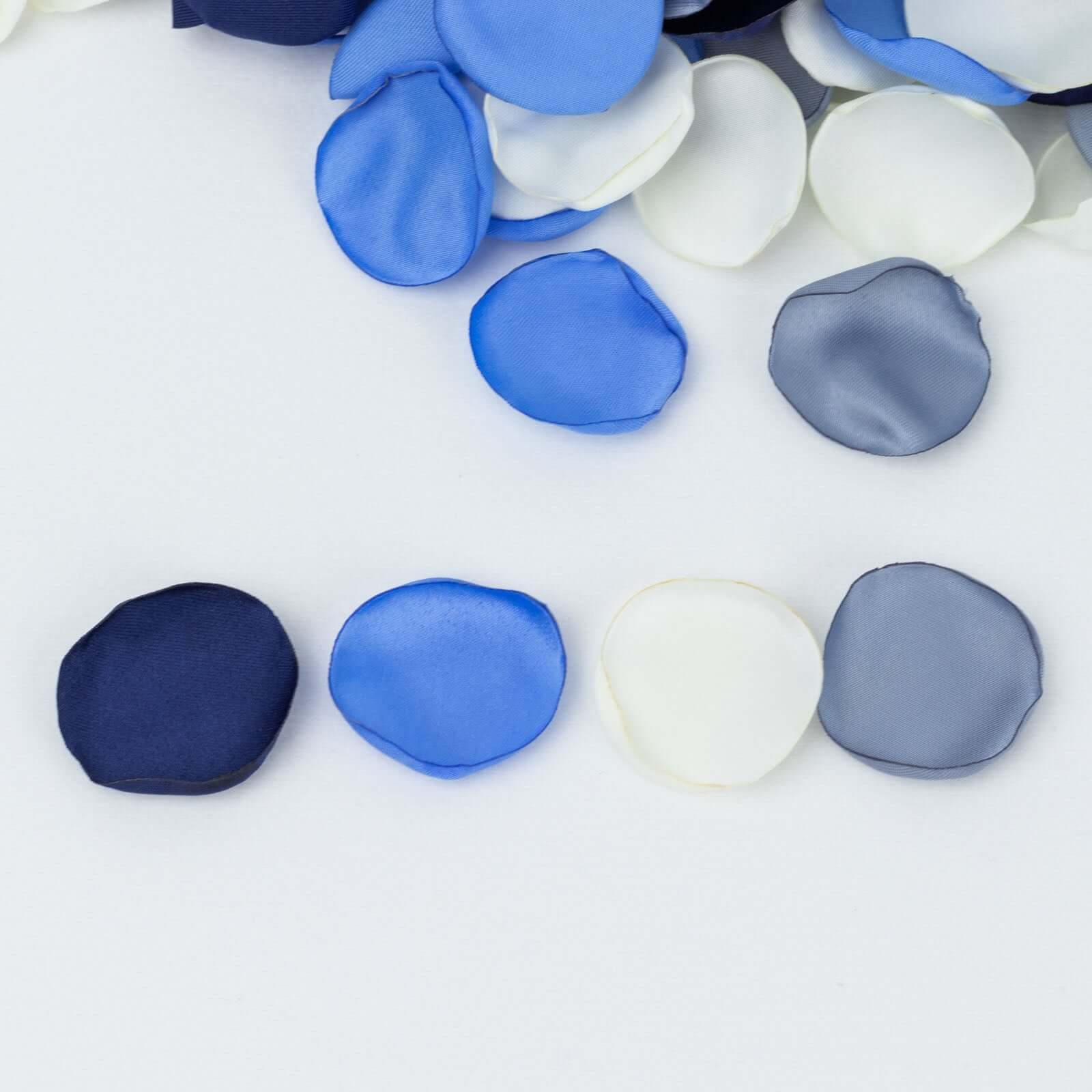 400-Pack Rose Petals Life-Like Flower Confetti Dusty Blue Mix Matte Silk Round - Decorative Event Table Scatters 2"
