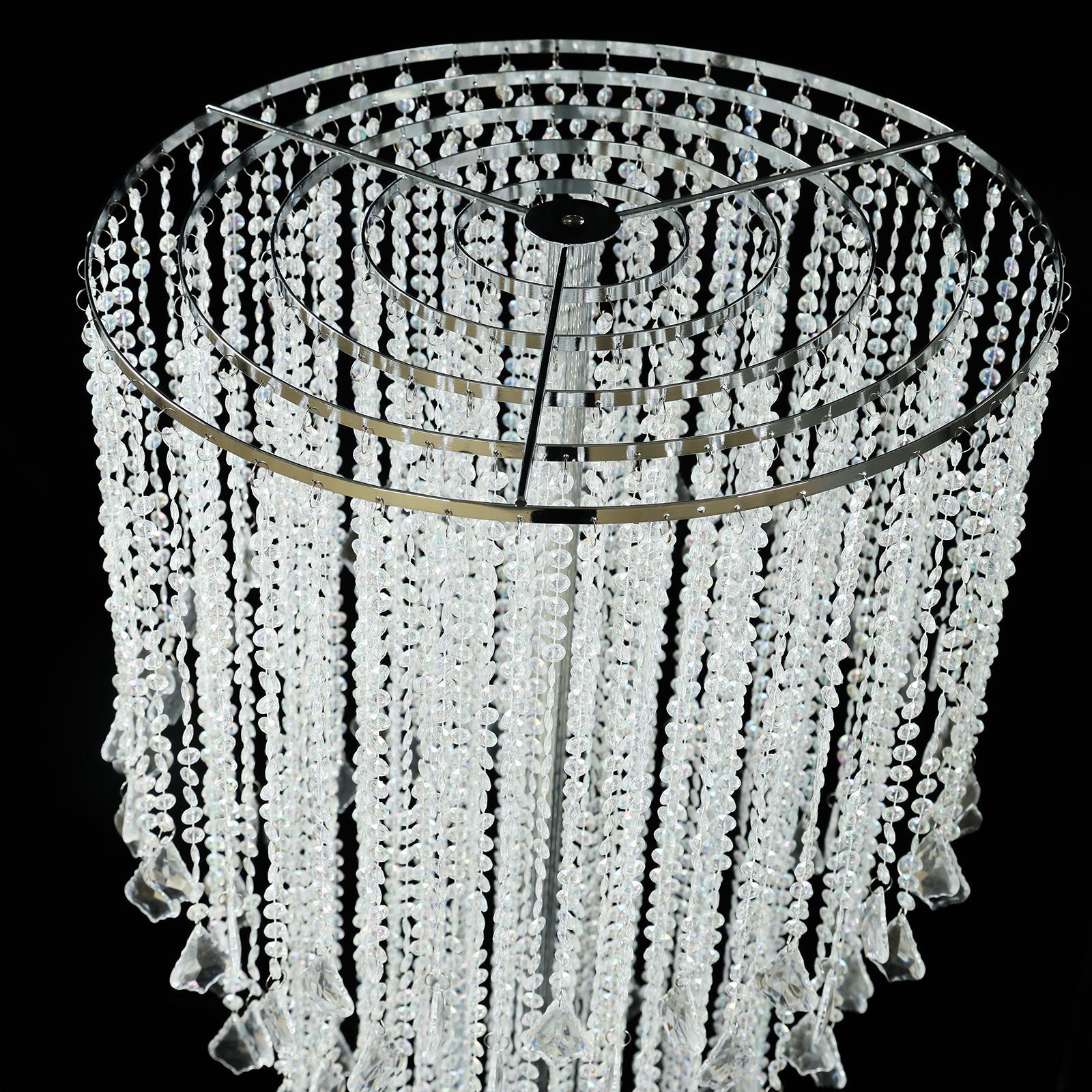 4ft Table Centerpiece in Crystal Beaded Waterfall Chandelier Style – Cascading Metal Floral Stand for Weddings & Luxury Event Décor