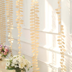 Taffeta Ribbon Sash with 4" Leaf Petal Design Champagne 50ft - Sophisticated Artificial Fabric Garland