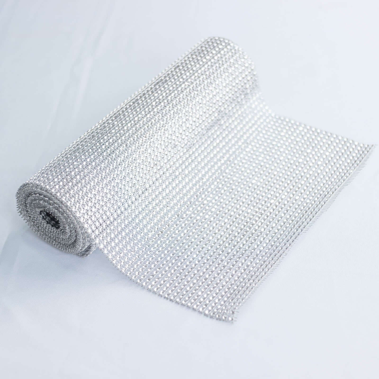 Crystal Rhinestone 10"x108" Table Runner Silver - Chic Diamond Accent