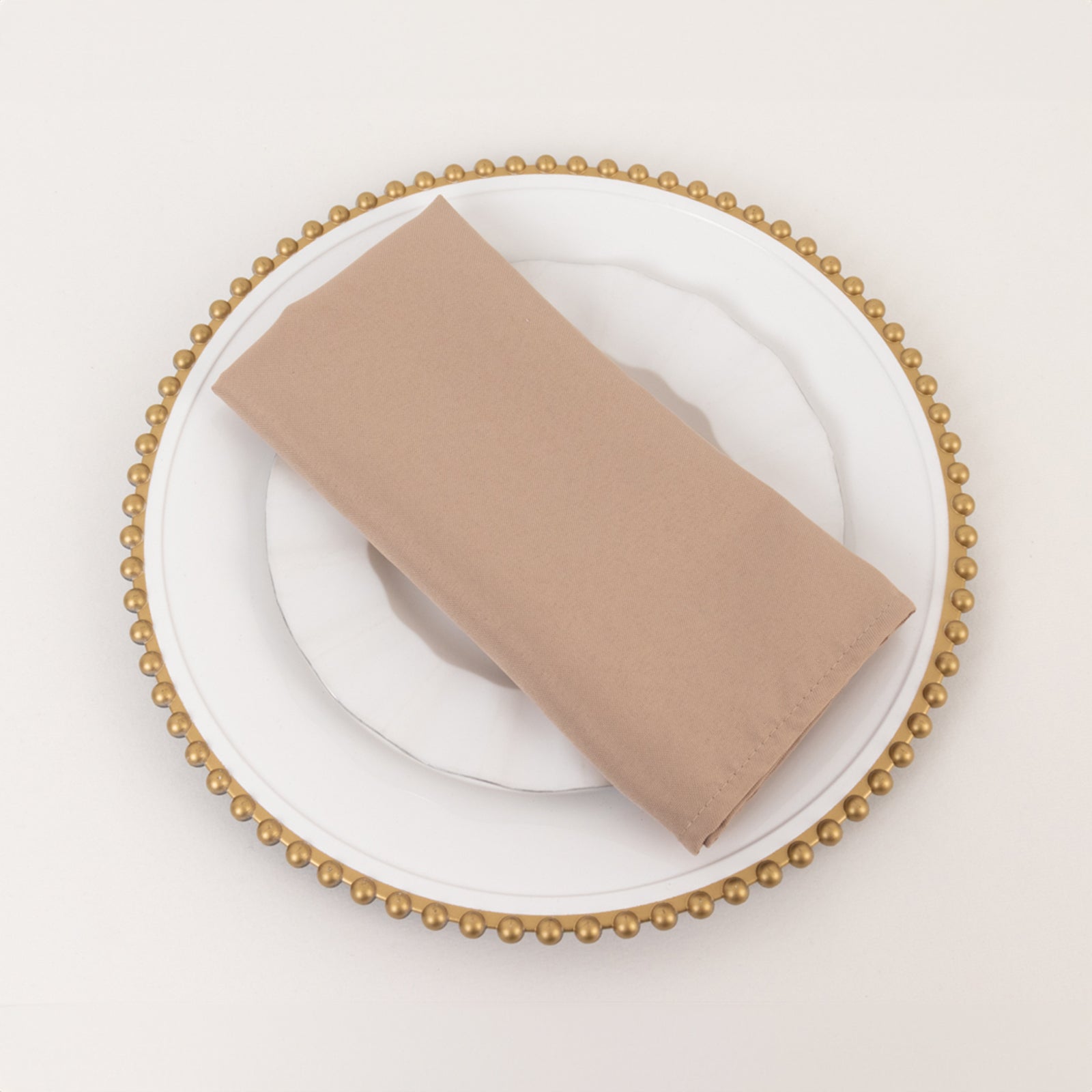 5 Pack Premium Polyester 20"x20" Napkins Nude - Wrinkle-Resistant & Durable Dinner Napkins