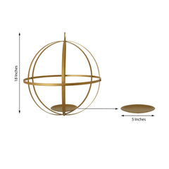 Hanging Sphere Candle Holder Gold Wrought Iron Wedding Decorative Ball - Centerpiece 18"
