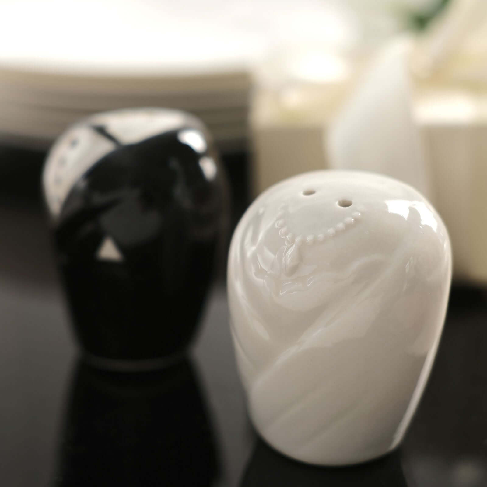 2.5" Bride Groom Ceramic Salt And Pepper Shaker Party Favors Set, Wedding Favors in Pre-Packed Gift Box