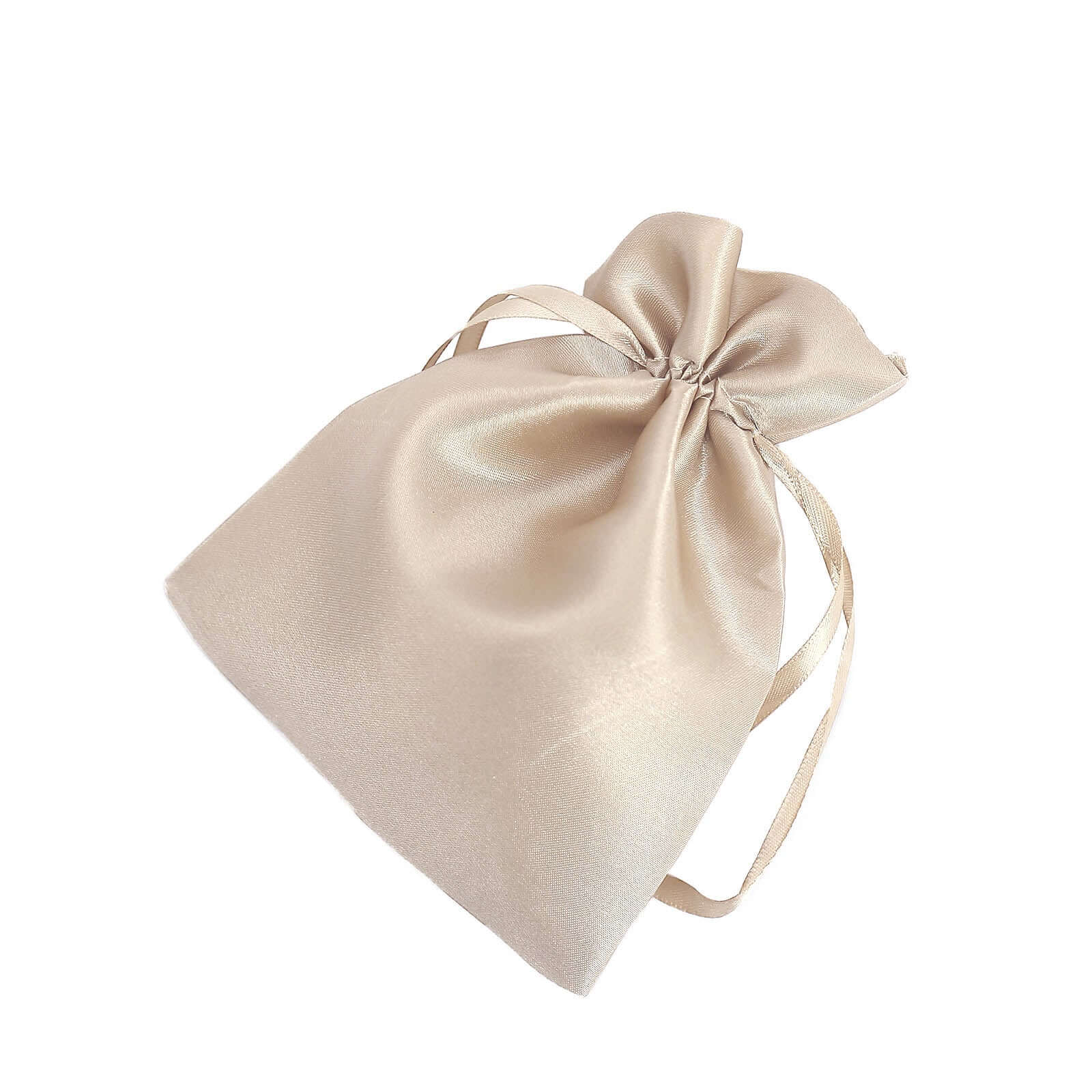 12 Pack 5"x7" Beige Satin Drawstring Wedding Party Favor Gift Bags