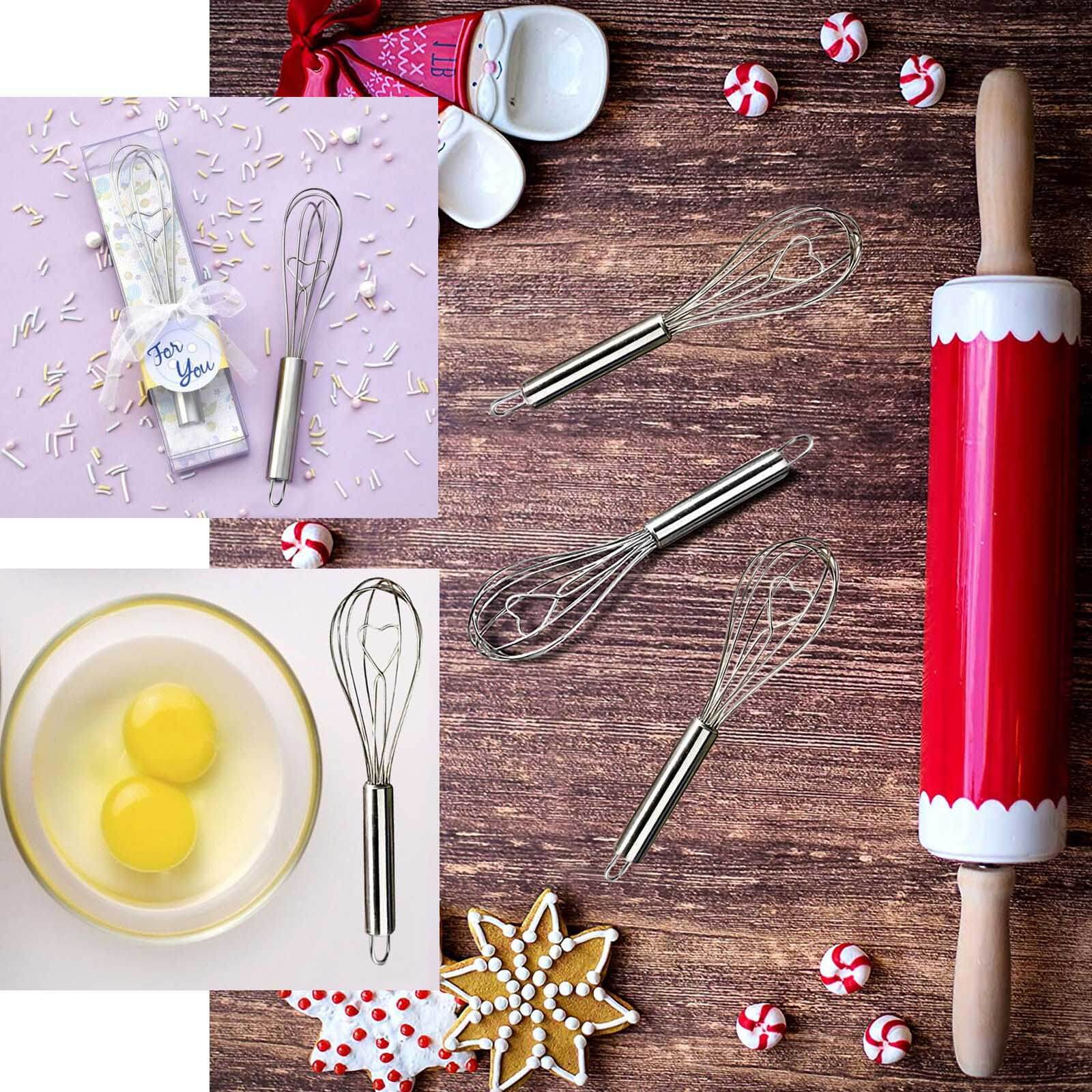 Heart Shaped Stainless Steel Whisk Party Favor With Free Gift Box, Ribbon & Thank You Tag