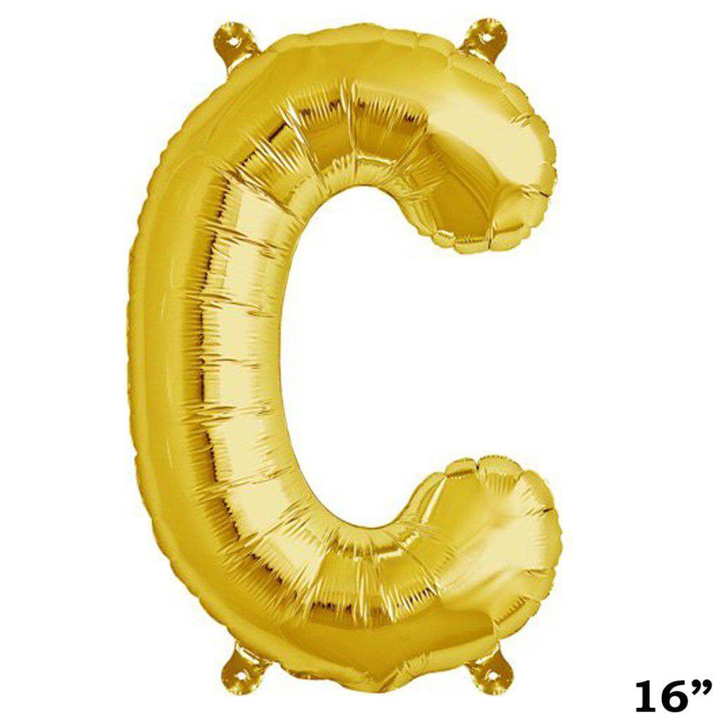 13" Gold Letter & Number Balloons, Shiny Metallic Mylar Foil Alphabet Balloons