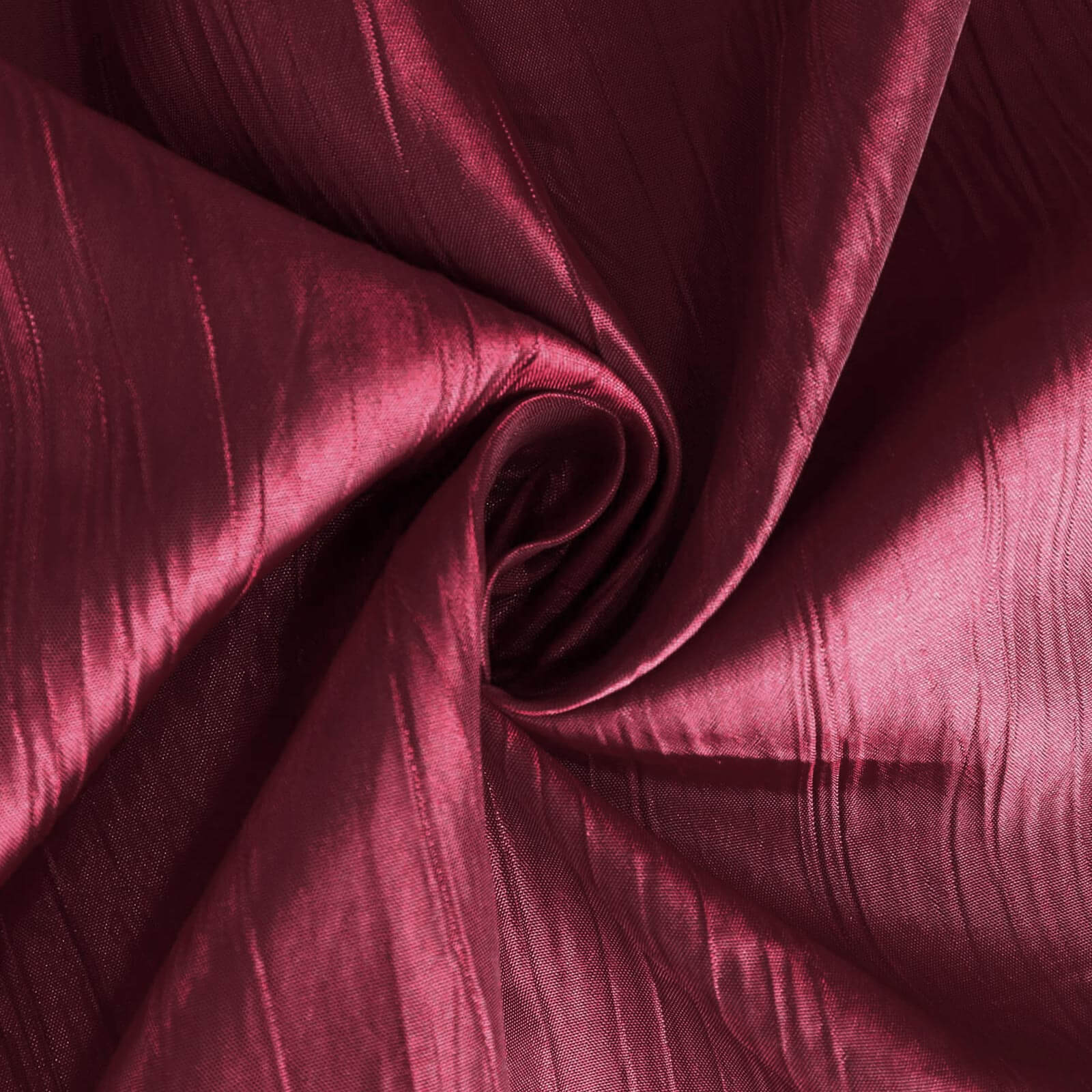 Taffeta 132" Round Tablecloth Burgundy - Seamless Accordion Crinkle Table Cover