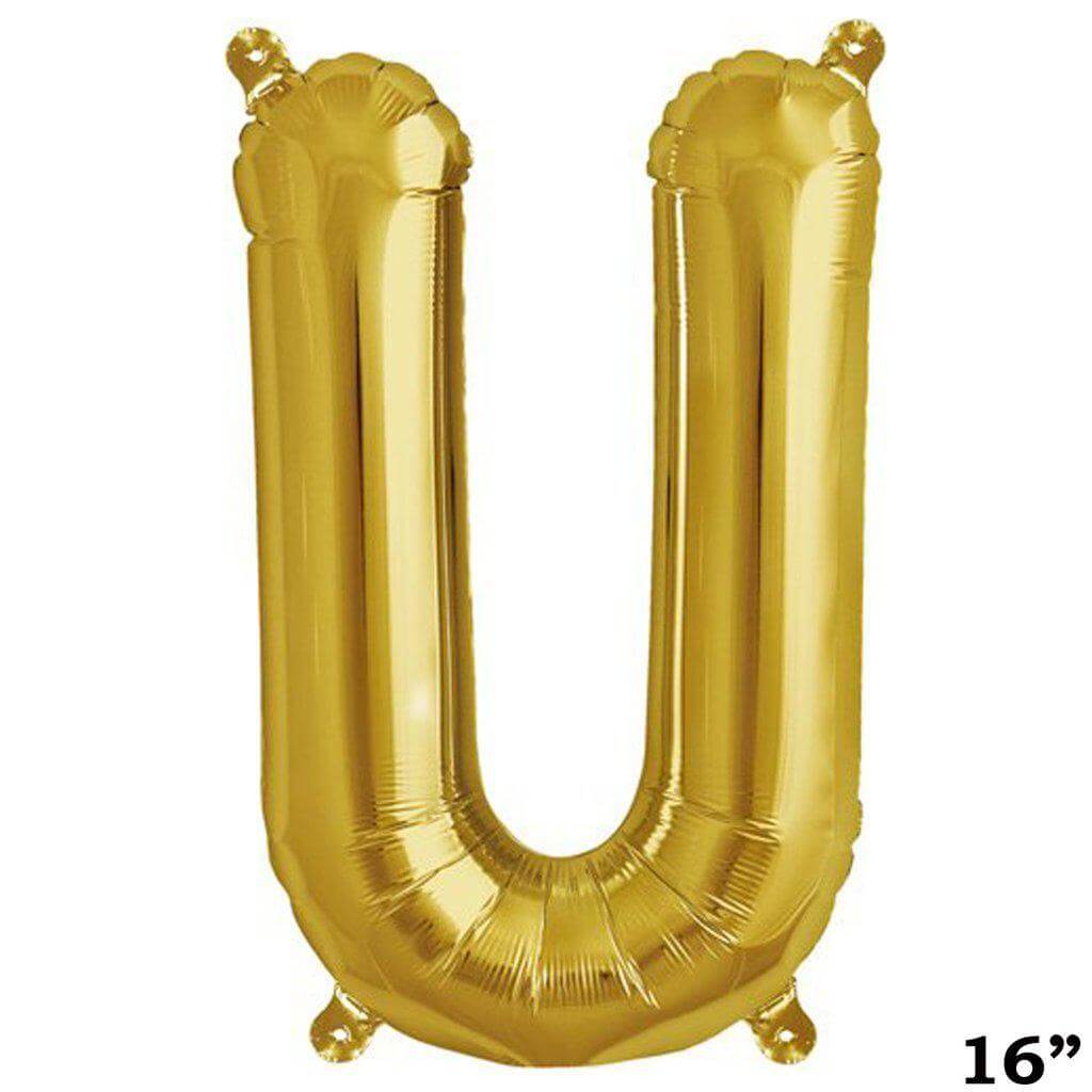 13" Gold Letter & Number Balloons, Shiny Metallic Mylar Foil Alphabet Balloons