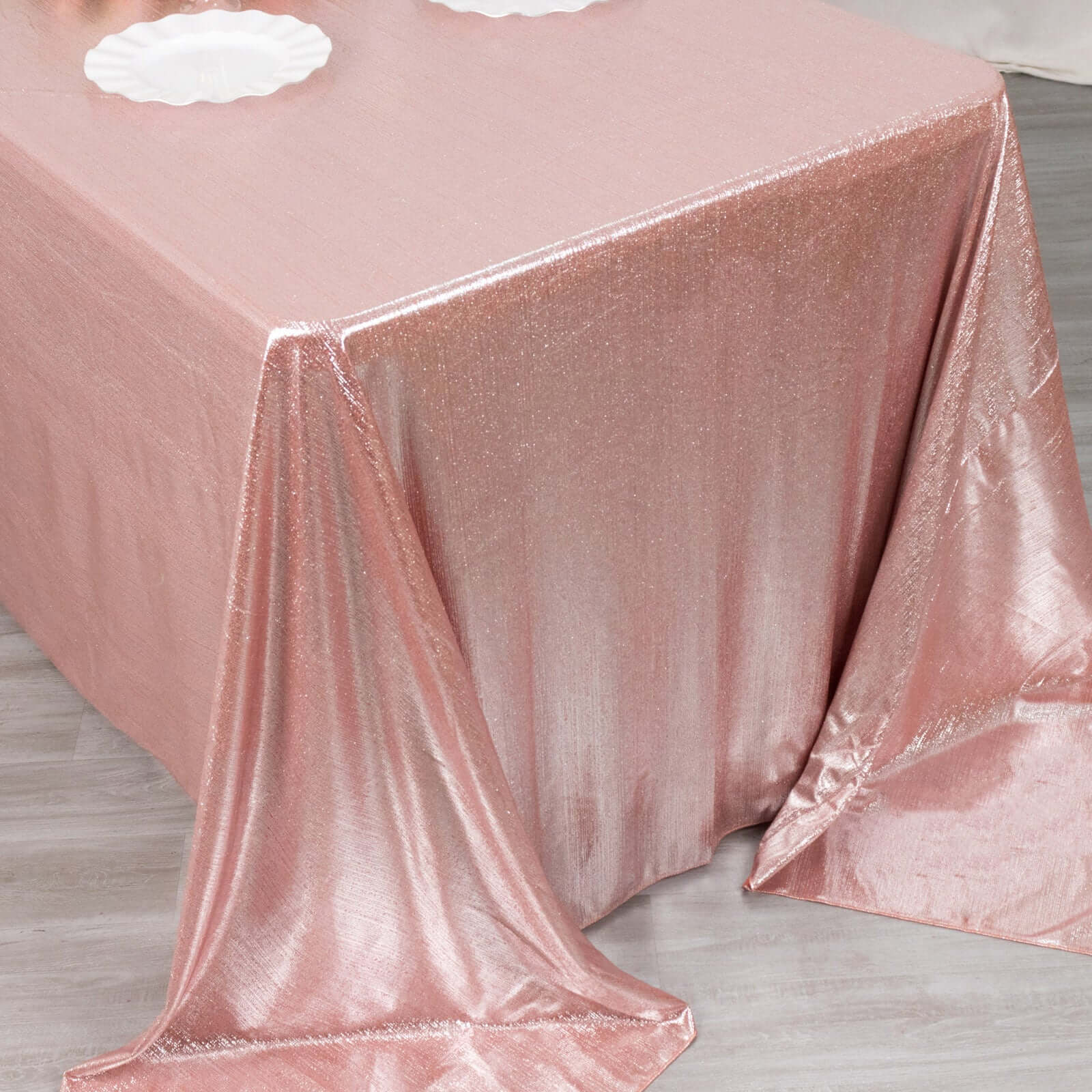 Sequin Dots Polyester 90"x132" Rectangle Tablecloth Shimmering Rose Gold - Seamless, Glittering & Wrinkle Free Table Cover