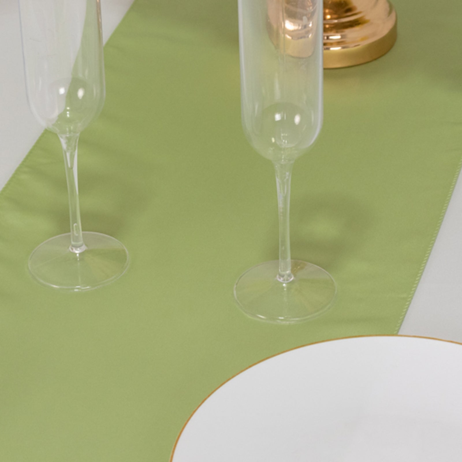 Lamour Satin 12"x108" Table Runner Sage Green - Smooth & Lustrous Finish