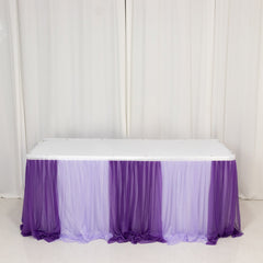 14ft Sheer Pleated Ruffle Skirting Chiffon Table Skirt - Purple and Lavender, Shimmer Sheer, Wrinkle-Free Fabric