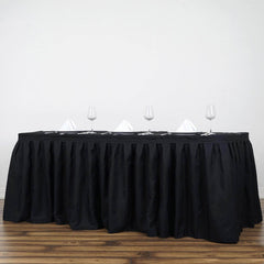 Polyester 21ft Table Skirt Black - Classic Pleated Design
