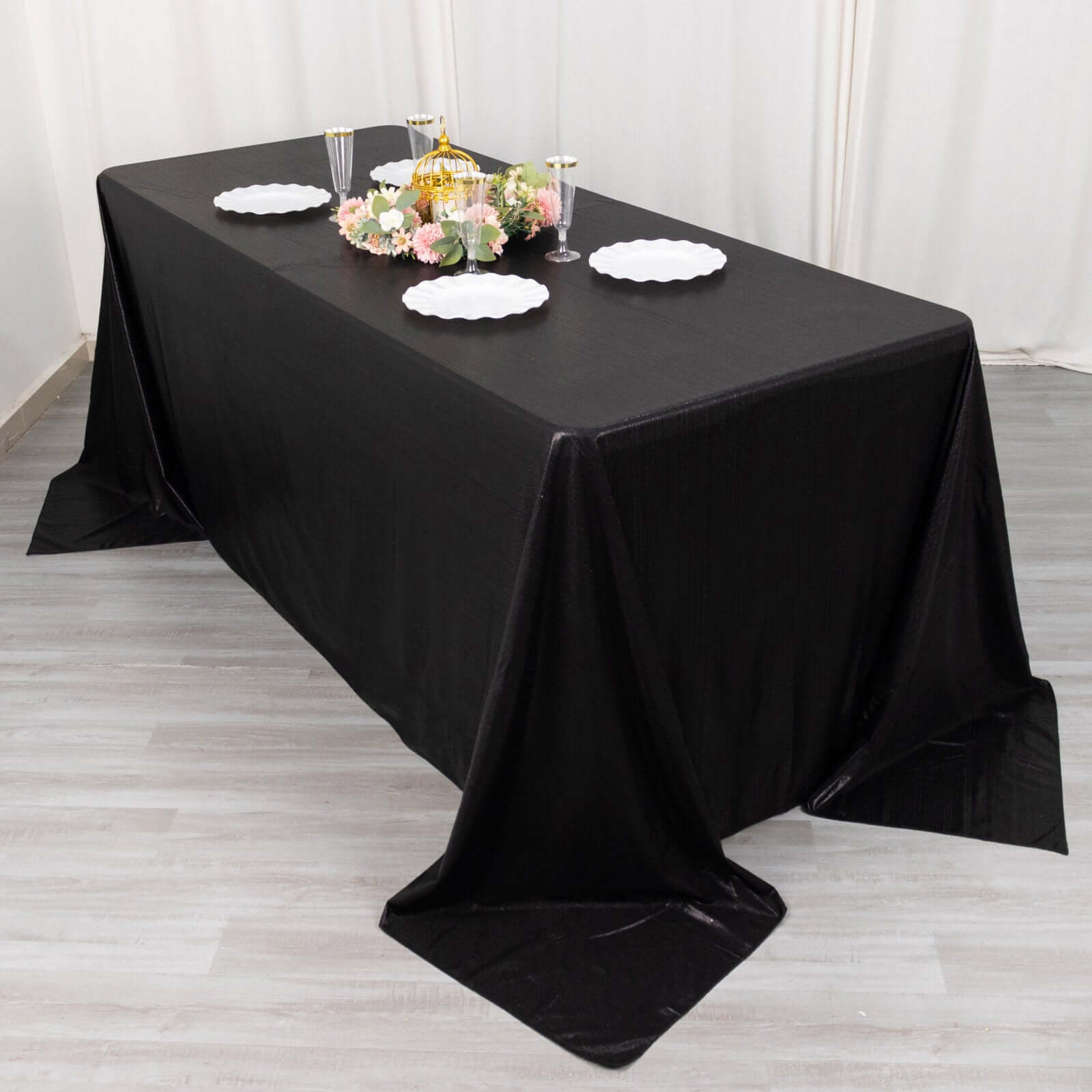 Sequin Dots Polyester 90"x132" Rectangle Tablecloth Shimmering Black - Seamless, Glittering & Wrinkle Free Table Cover