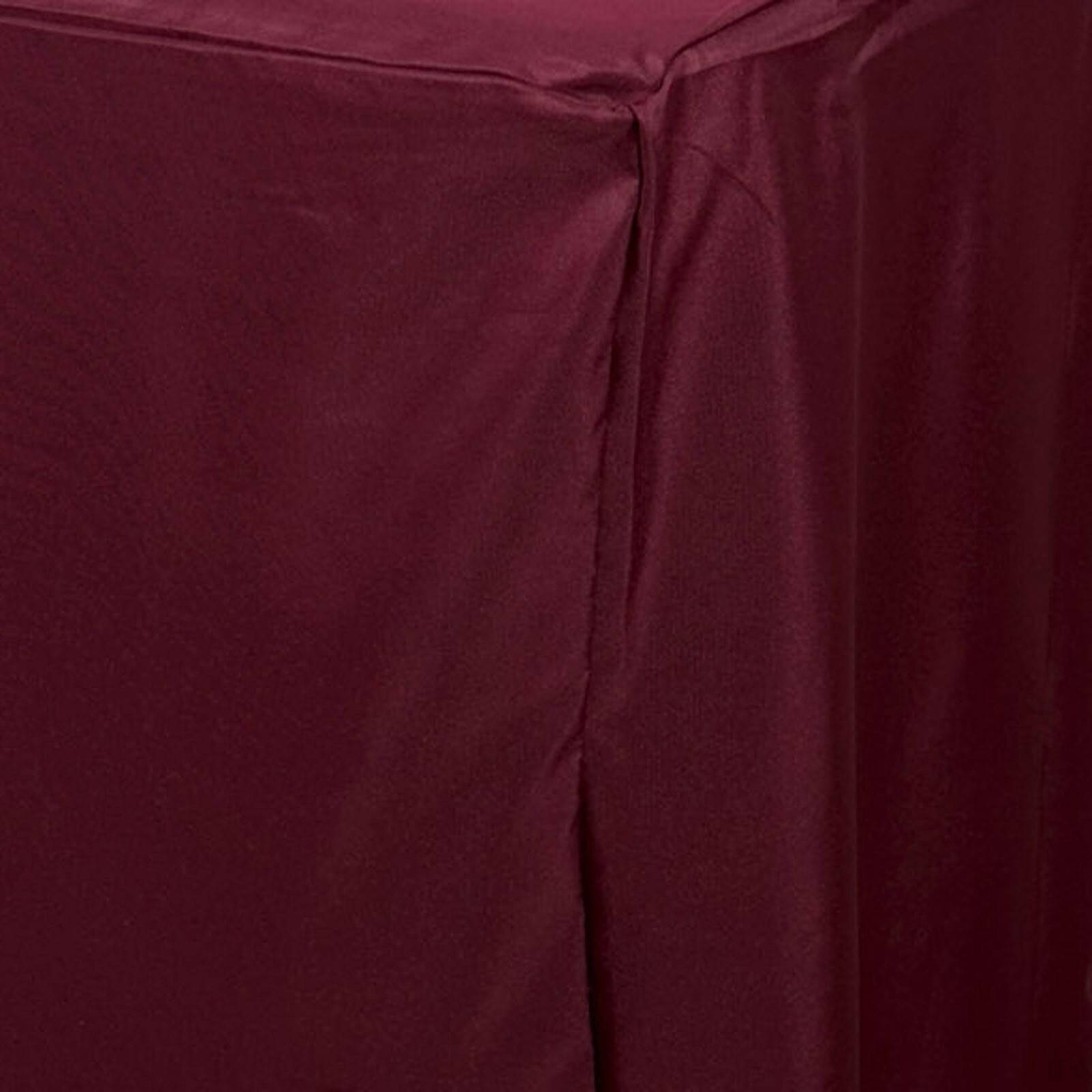 Fitted Polyester 96"x30" Rectangle Tablecloth Burgundy - Durable and Easy to Maintain Table Cover