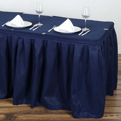 Polyester 17ft Table Skirt Navy Blue - Classic Pleated Design