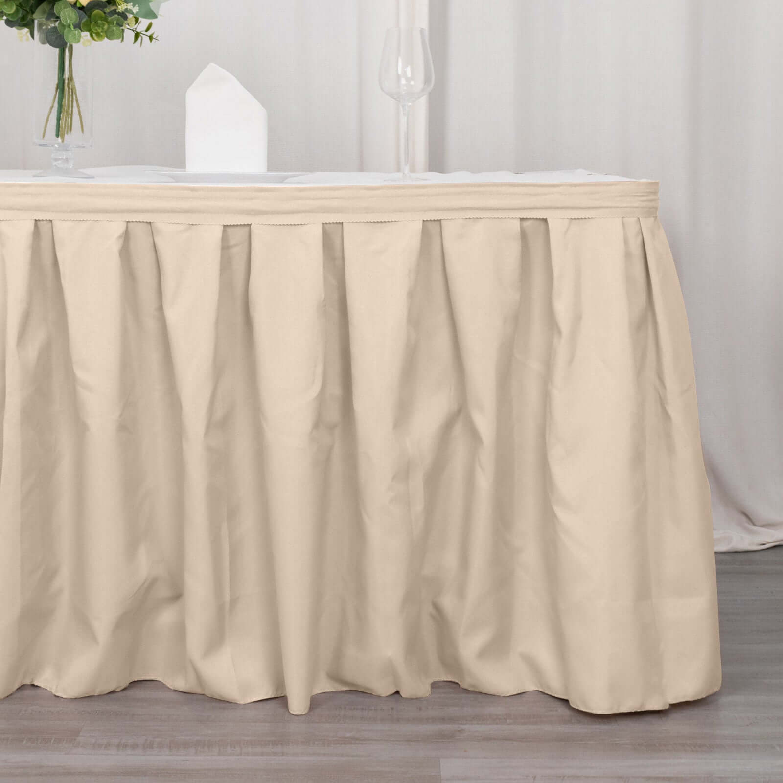 Polyester 21ft Table Skirt Nude - Classic Pleated Design