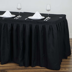 Polyester 17ft Table Skirt Black - Classic Pleated Design