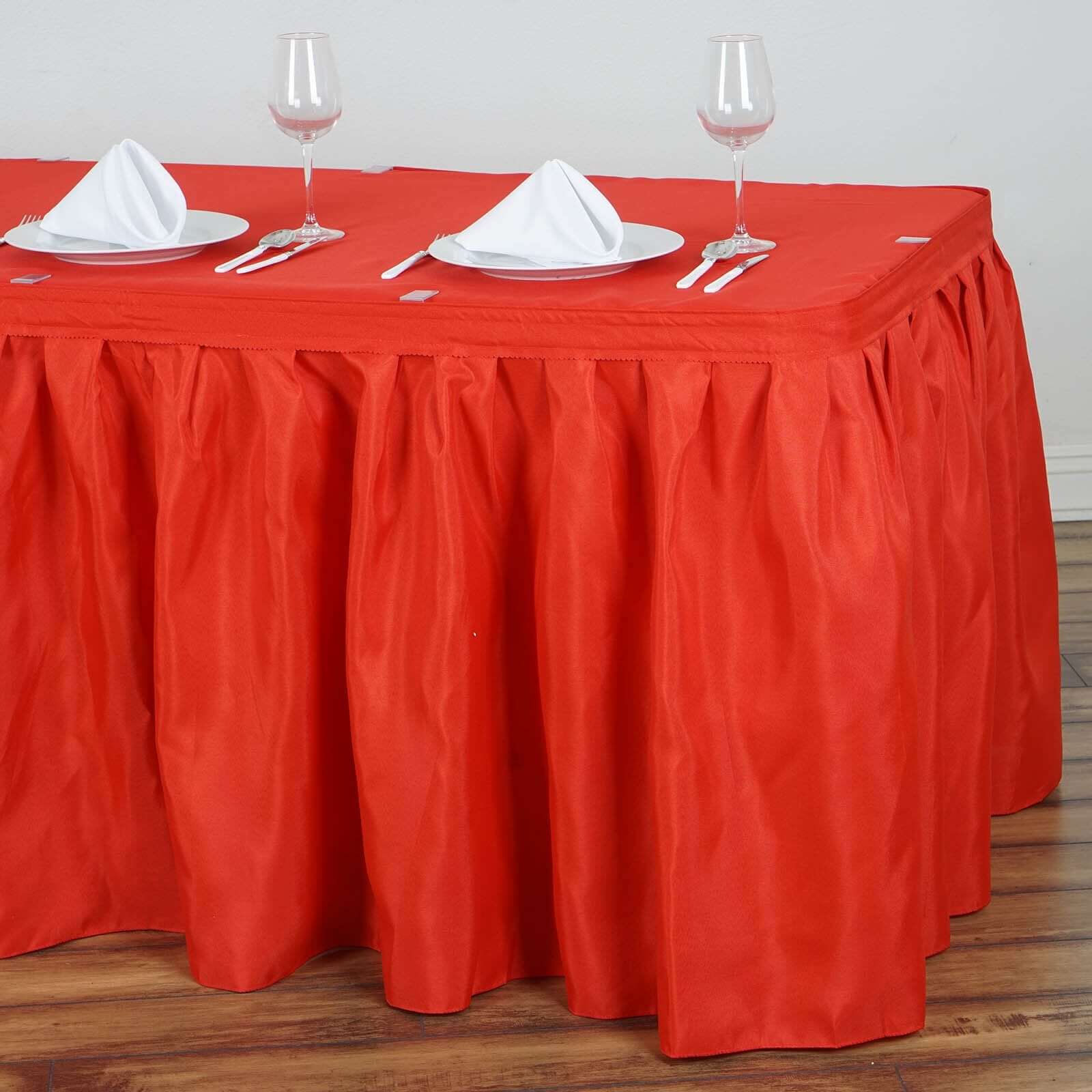 Polyester 21ft Table Skirt Red - Classic Pleated Design