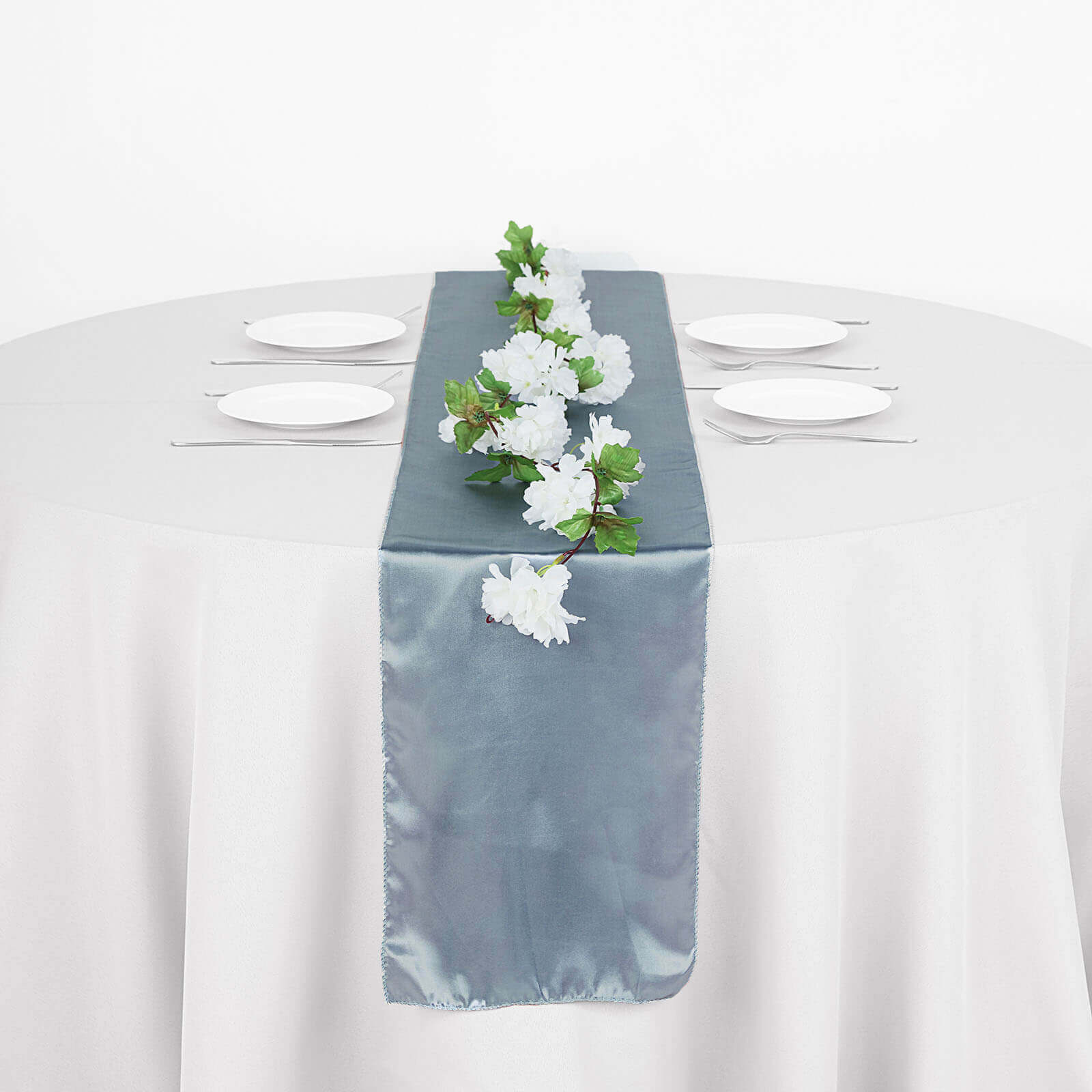 Satin 12"x108" Table Runner Dusty Blue - Stylish Table Linen