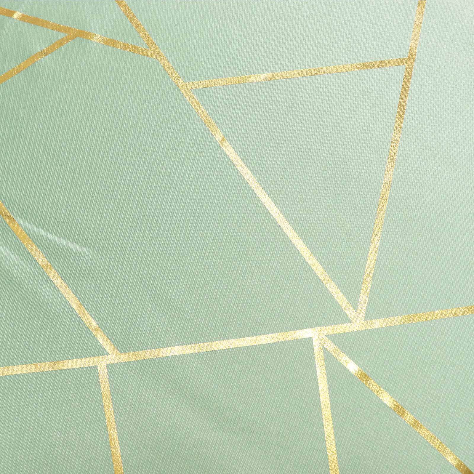 Polyester 9ft Table Runner Sage Green with Gold Foil Modern Geometric Accent
