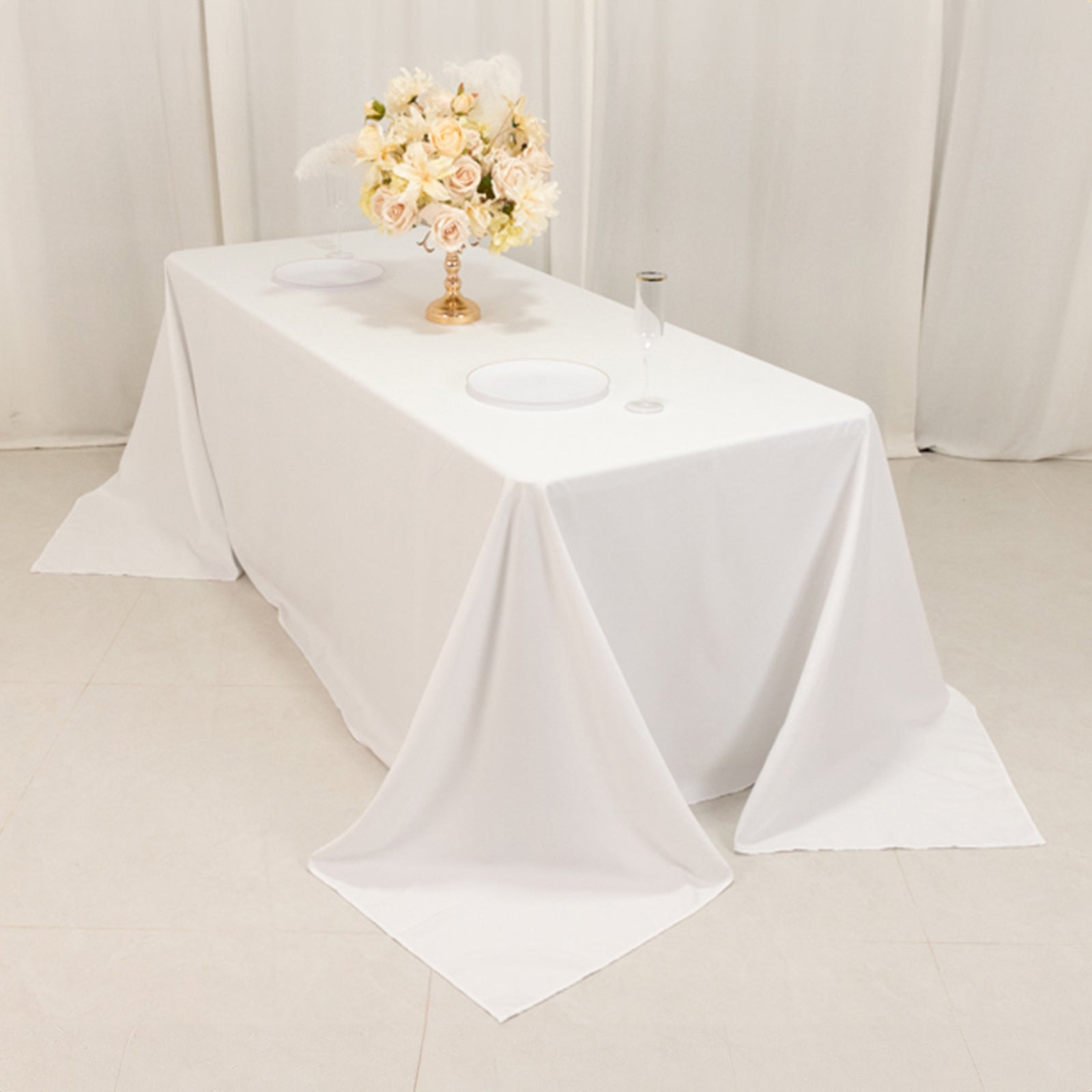 Cotton Blend 90"x132" Rectangle Tablecloth White - Seamless Wrinkle-Resistant Design for Classy Occasions