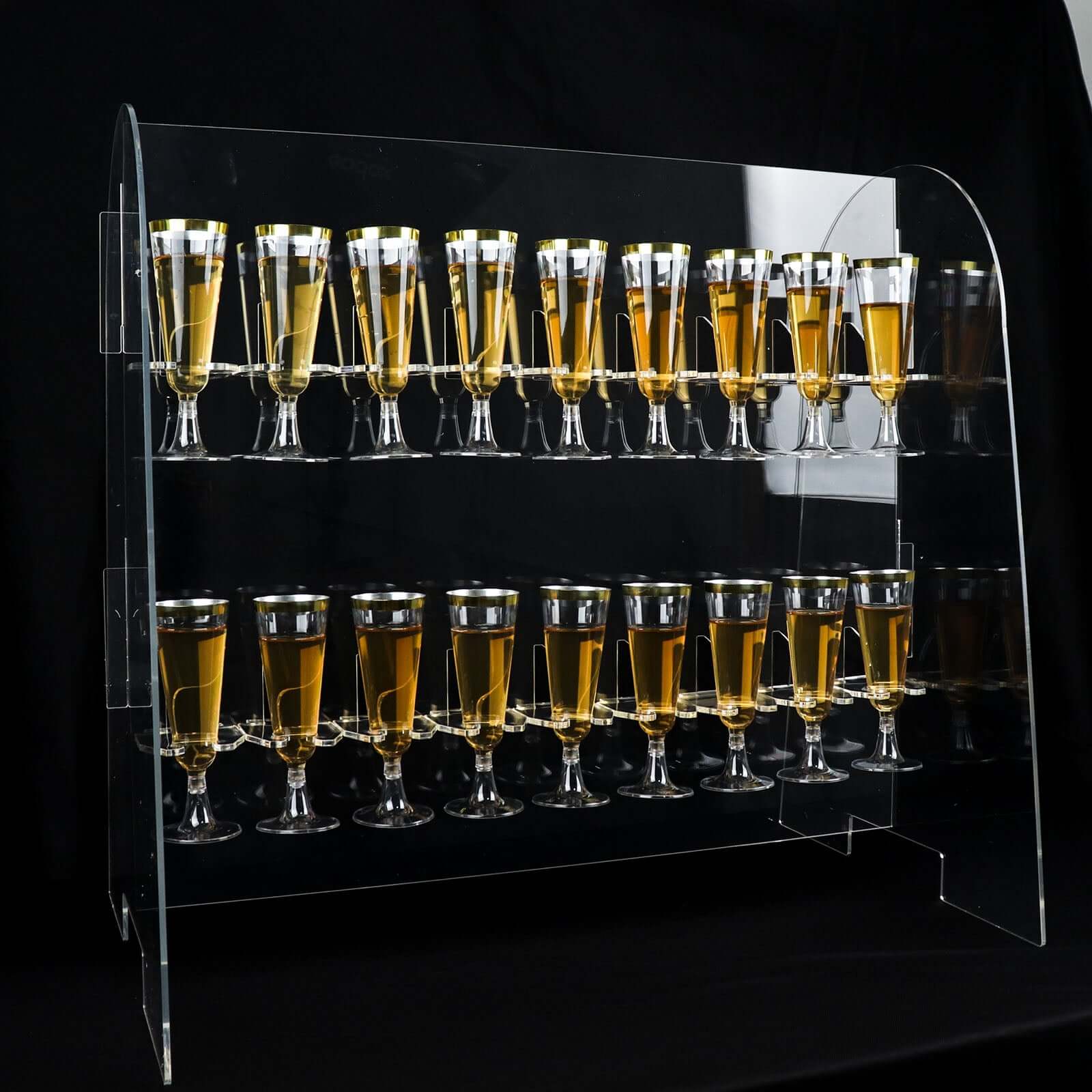 2-Tier Acrylic Champagne Glass Holder Display Stand Table Top Clear with 18 Hooks for Events & DIY Bars 25"