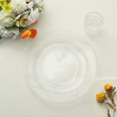 10-Pack Clear Plastic Dessert Plates – 8" Round with Beaded Rim, Disposable for Parties & Events