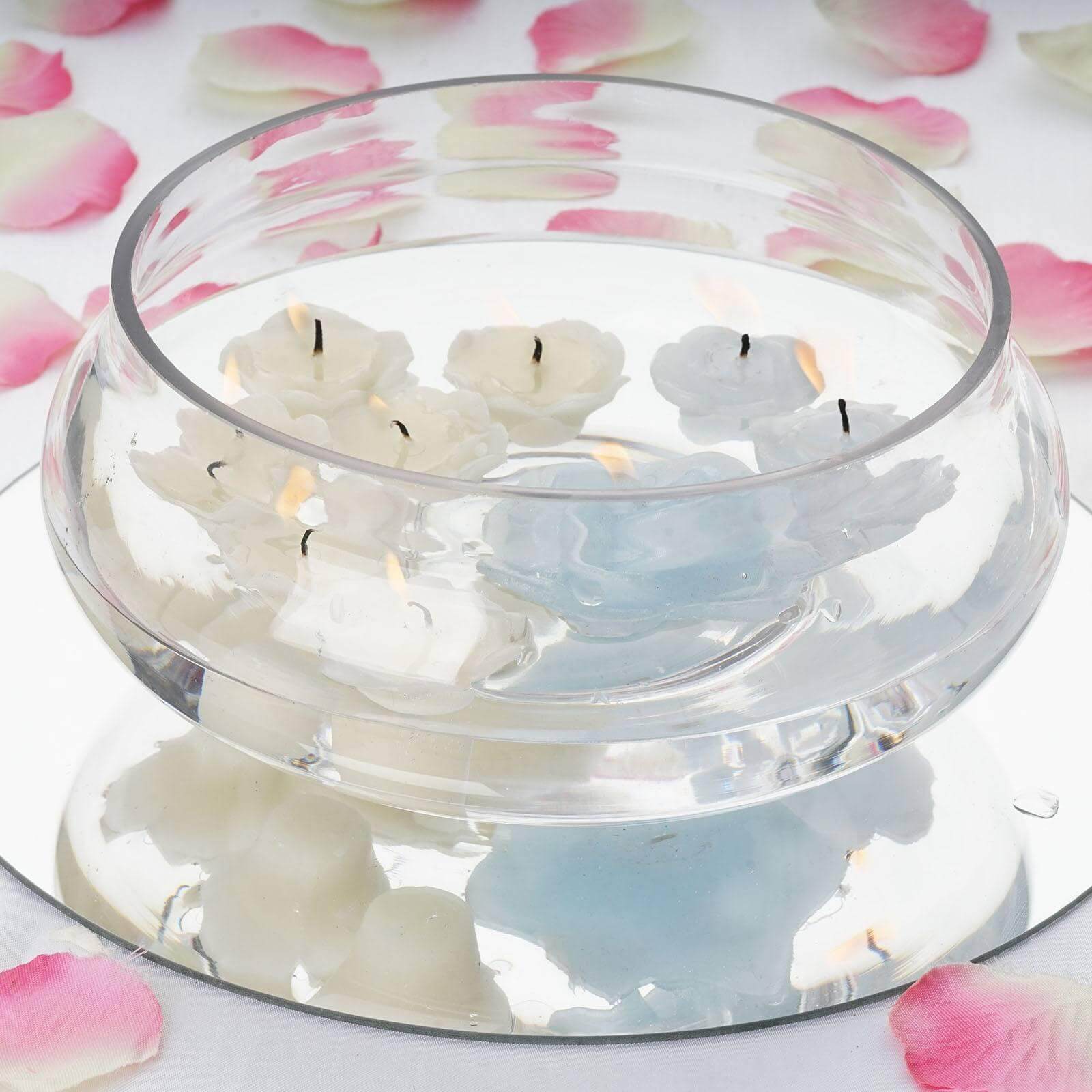 Glass Floating Candle Bowl Multi-Purpose Design - Table Centerpiece for Decor 7"