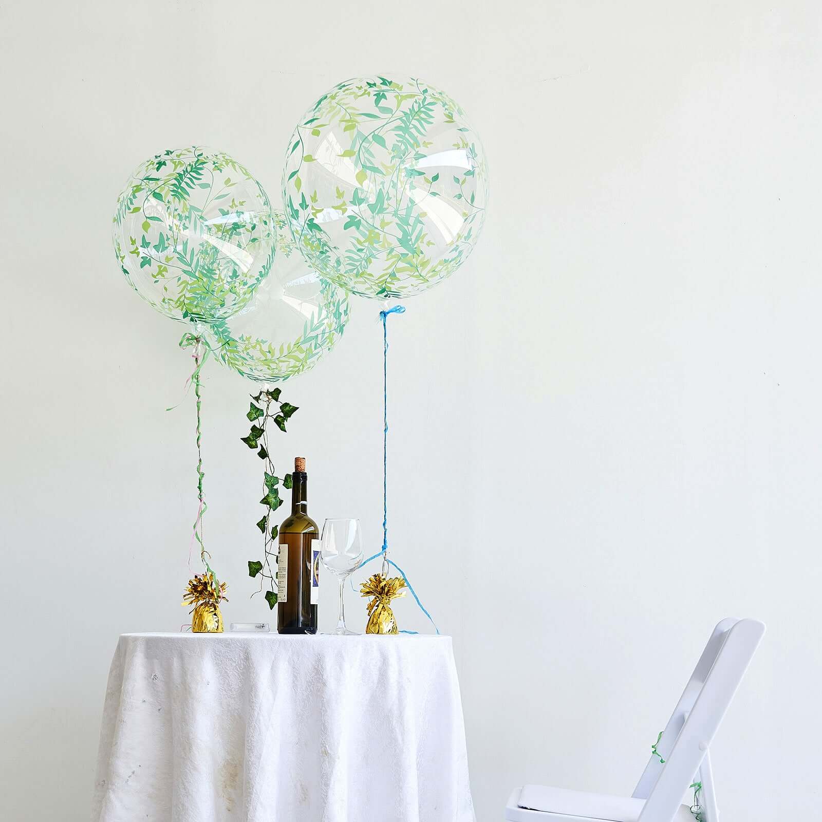2 Pack 20" Clear Green Leaf Print Bobo Bubble Balloons, Transparent PVC Balloons