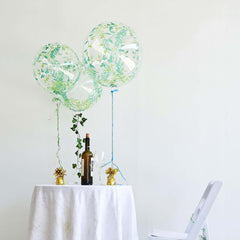 2 Pack 20" Clear Green Leaf Print Bobo Bubble Balloons, Transparent PVC Balloons